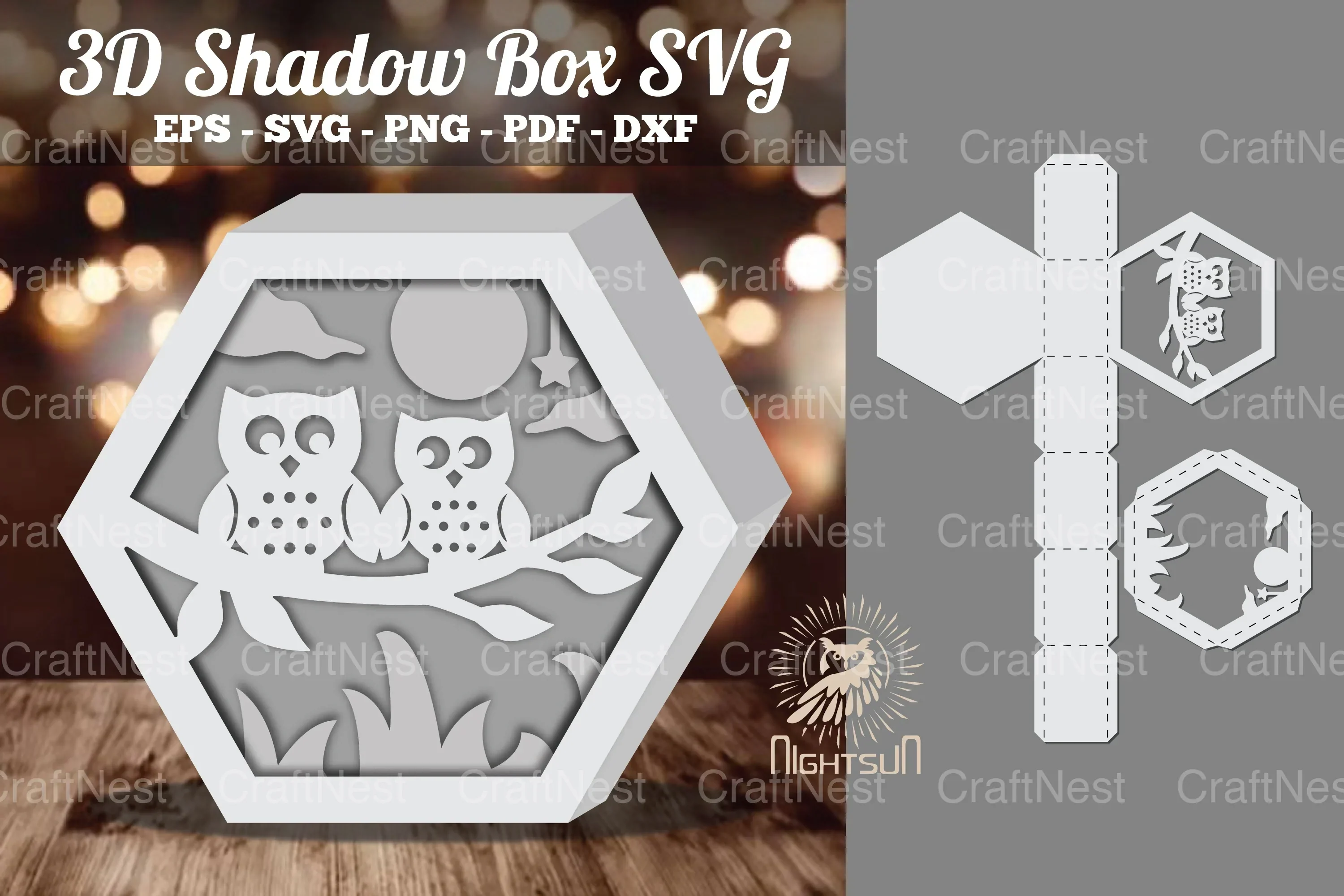 Owl 3D Shadow Box SVG Bundle