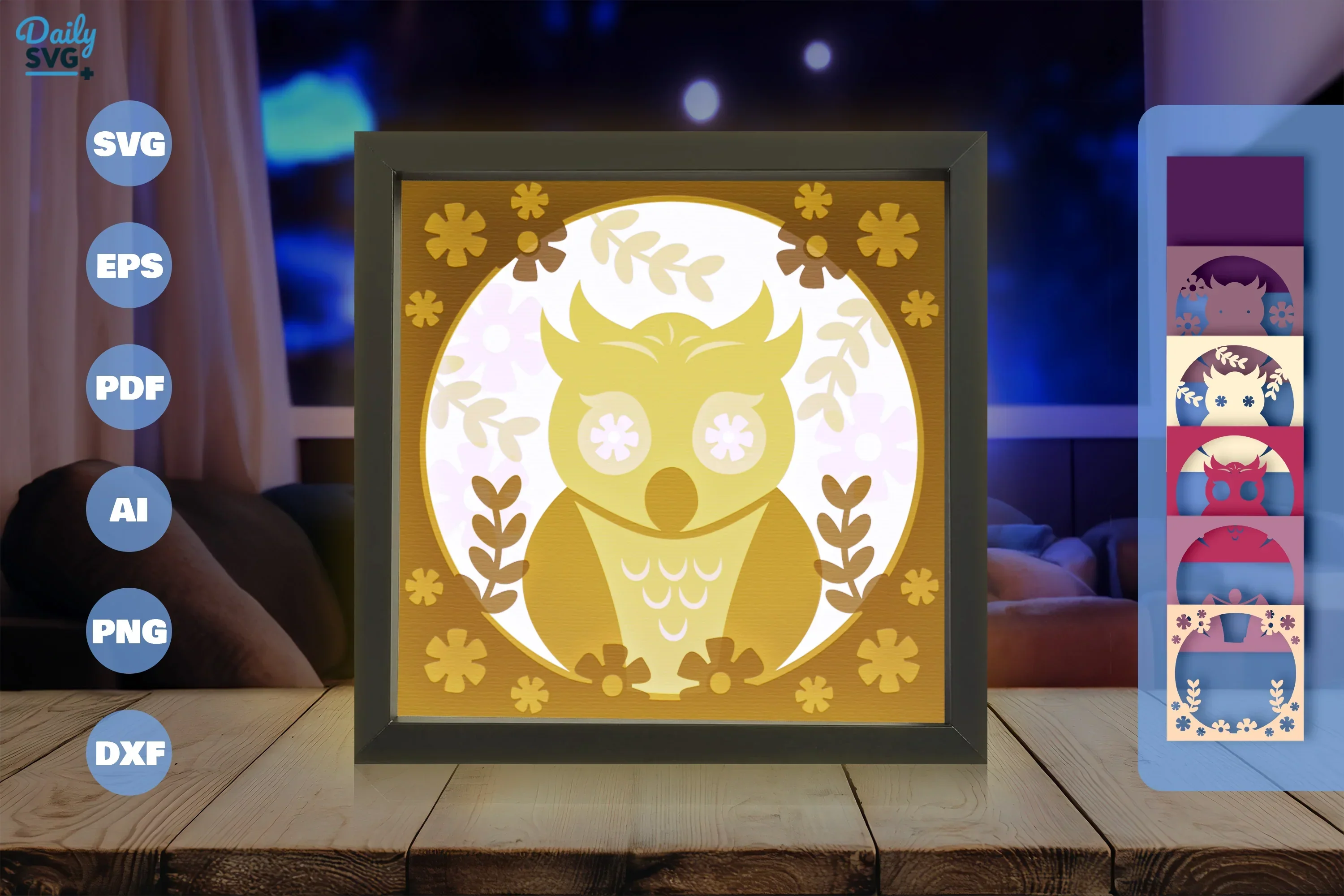 Owl Folk Art Papercut SVG Bundle - Image 3
