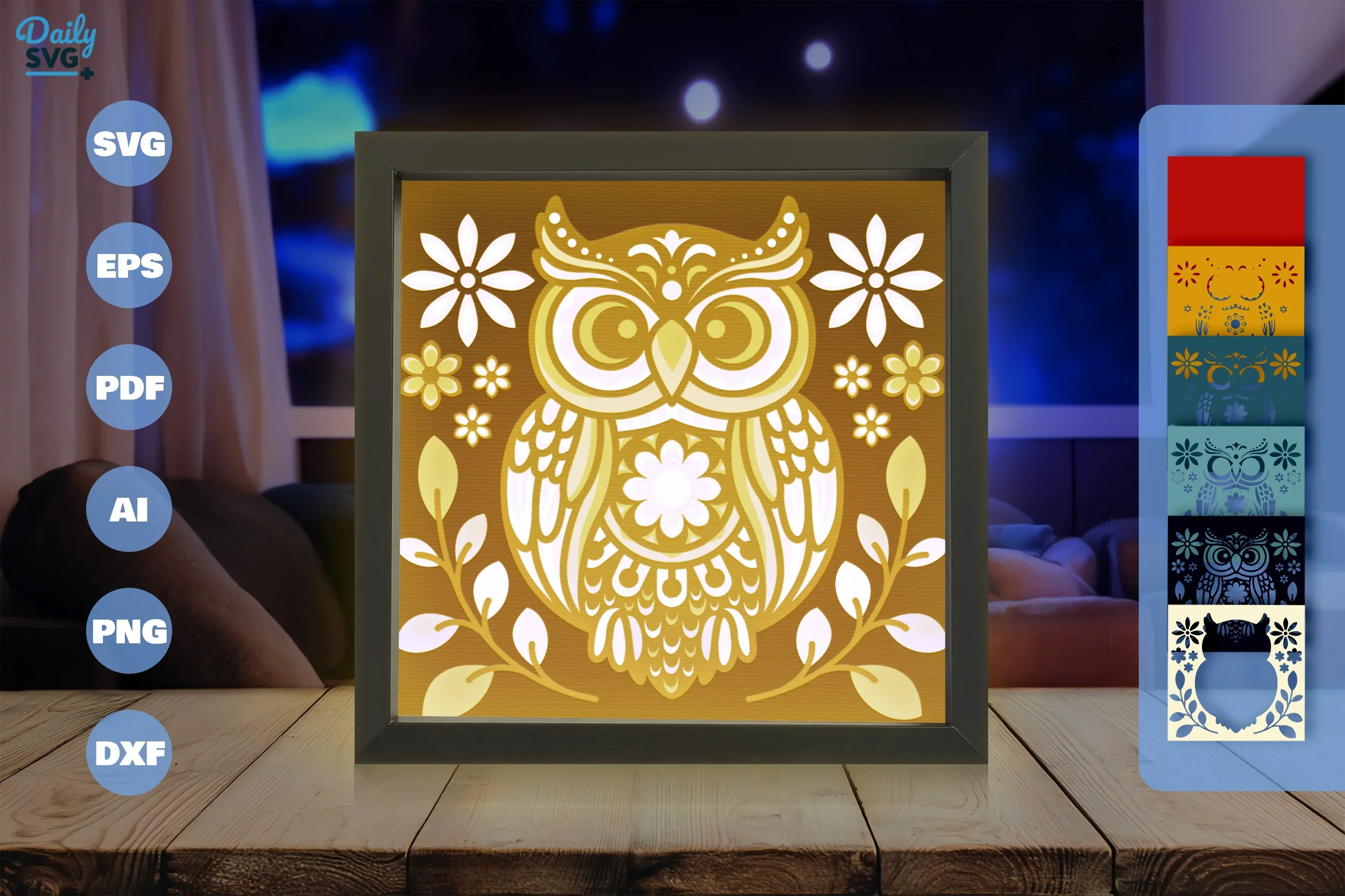 Owl Folk Art Papercut SVG Bundle - Image 3