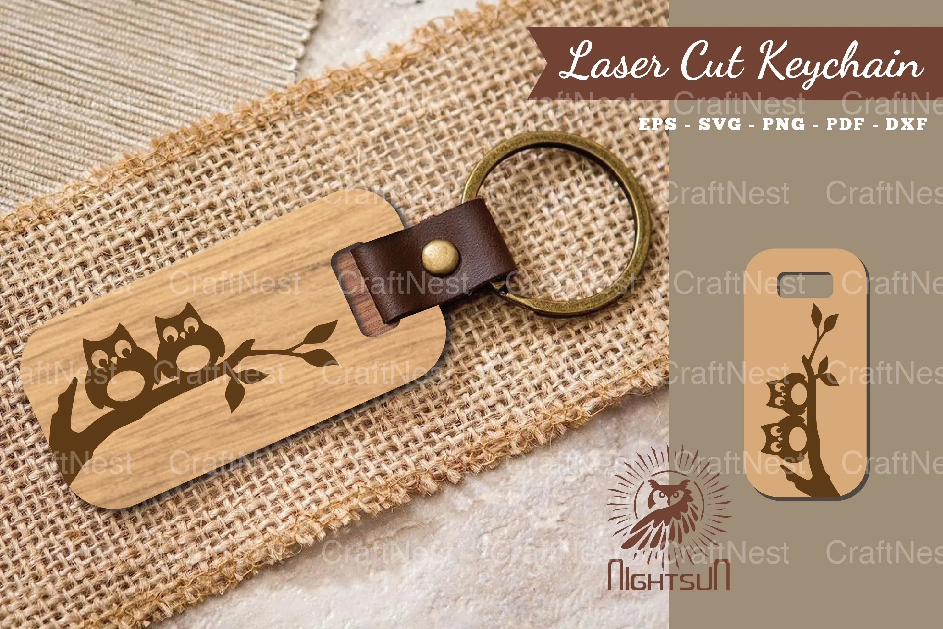 Owl Laser Cut Keychain Clipart Bundle