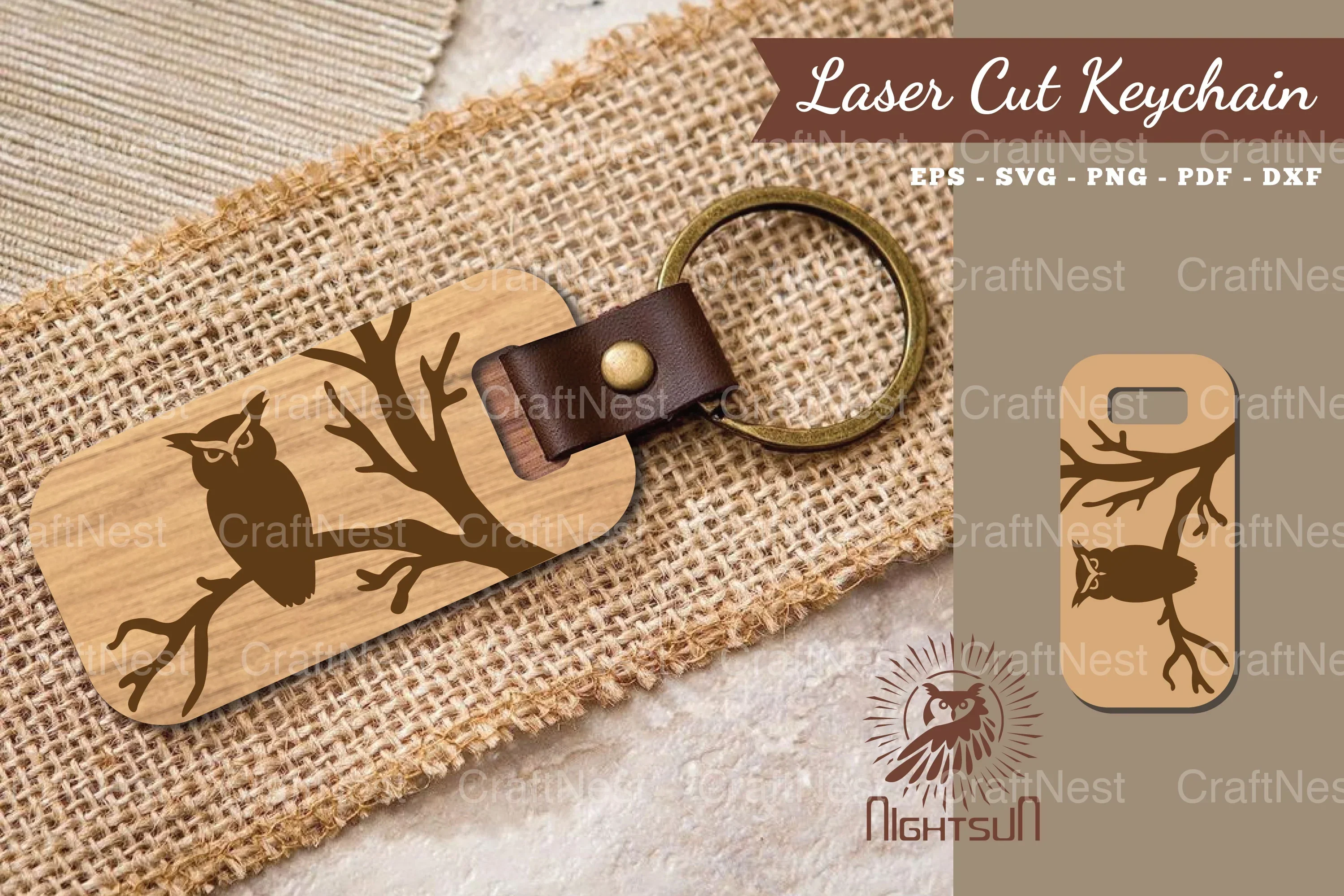 Owl Laser Cut Keychain Design Bundle
