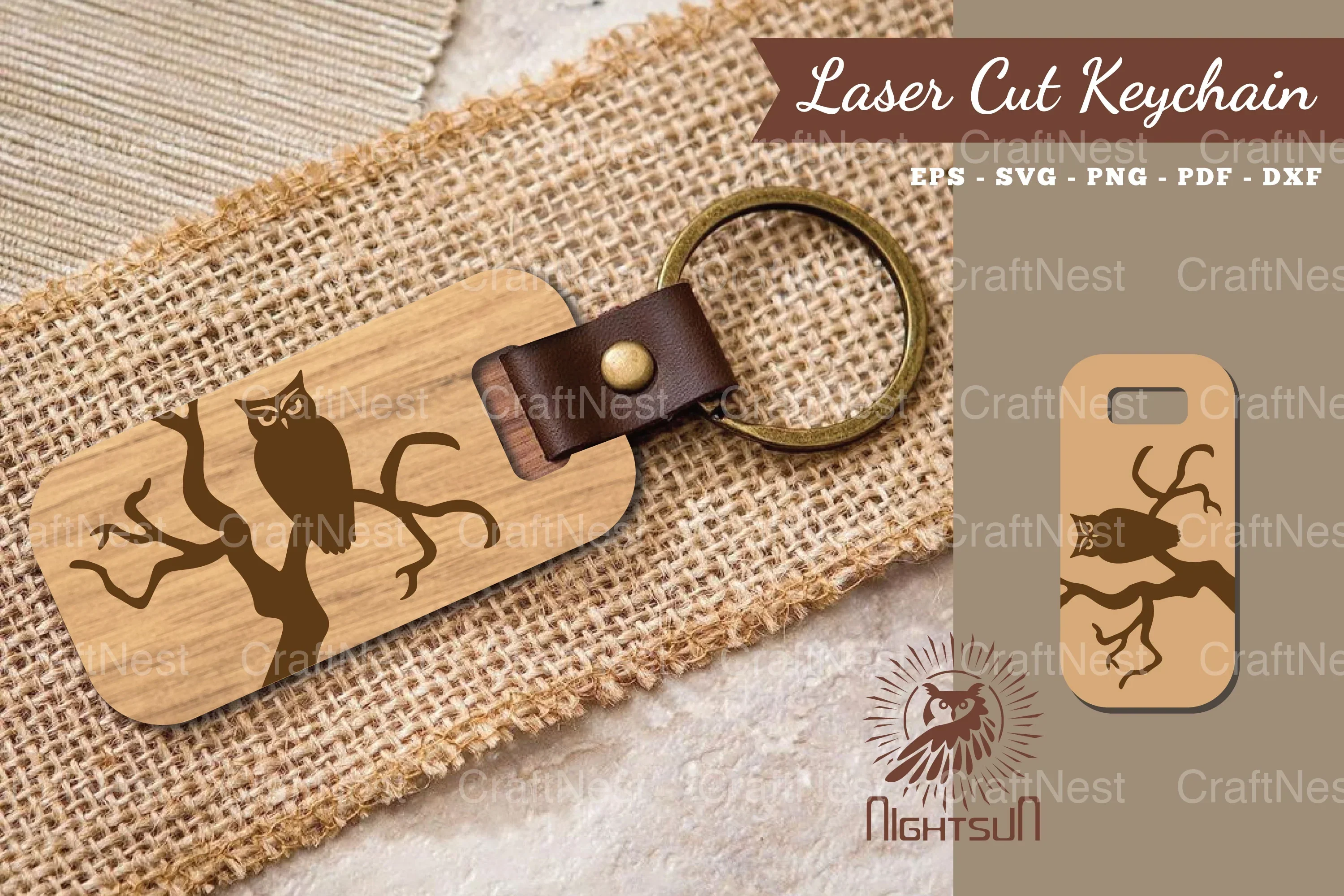 Owl Laser Cut Keychain Design Bundle
