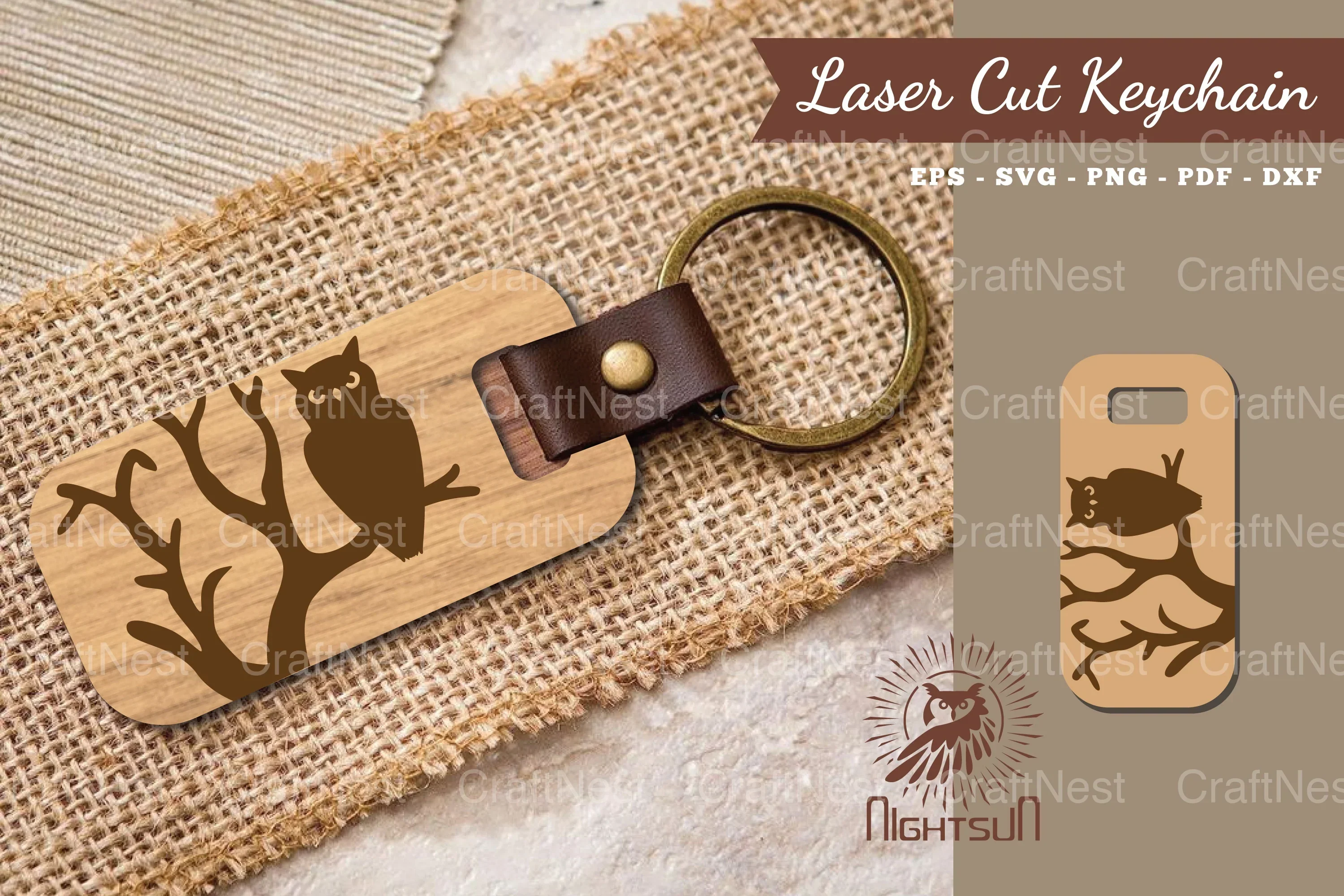 Owl Laser Cut Keychain Design Bundle