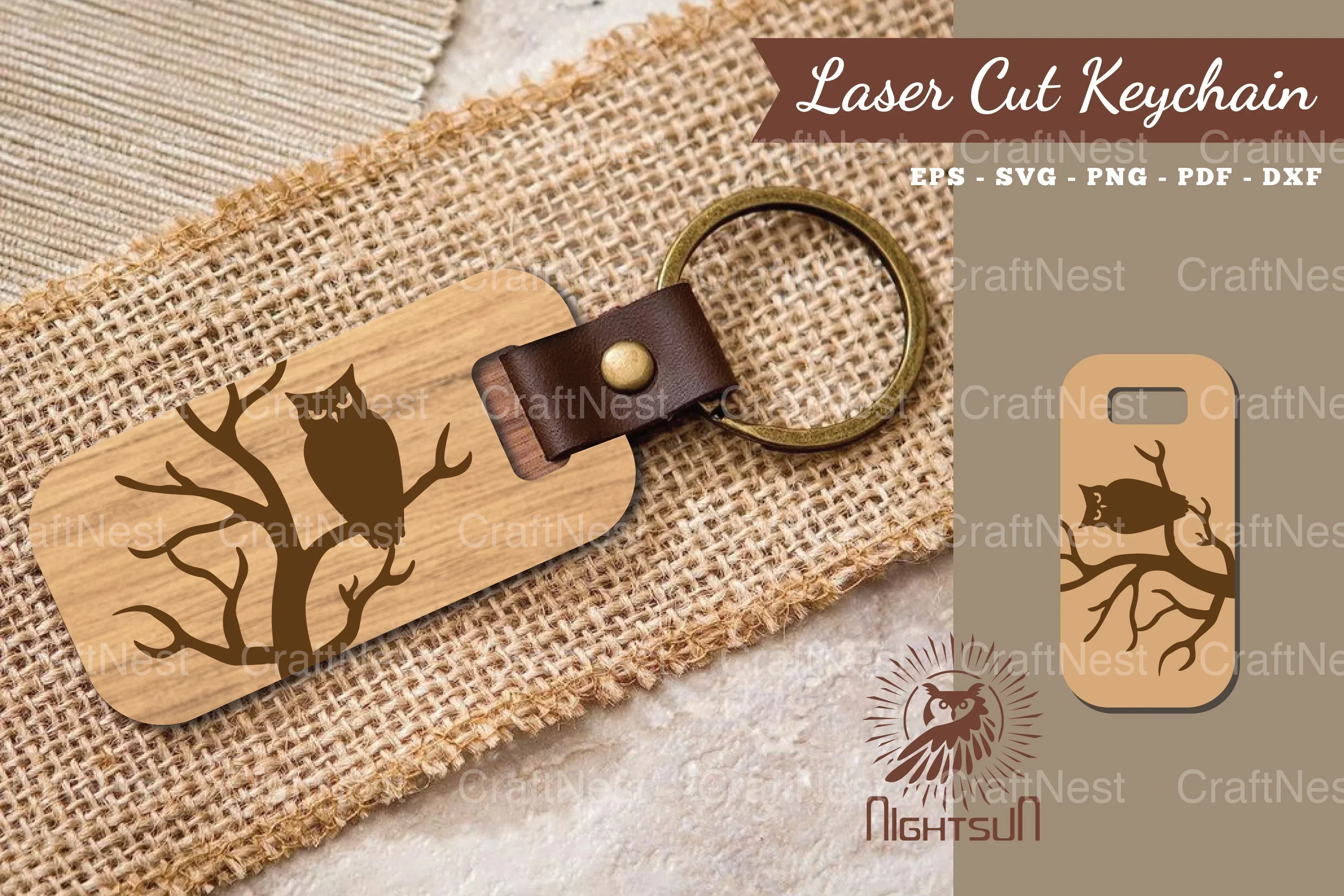 Owl Laser Cut Keychain Design Bundle