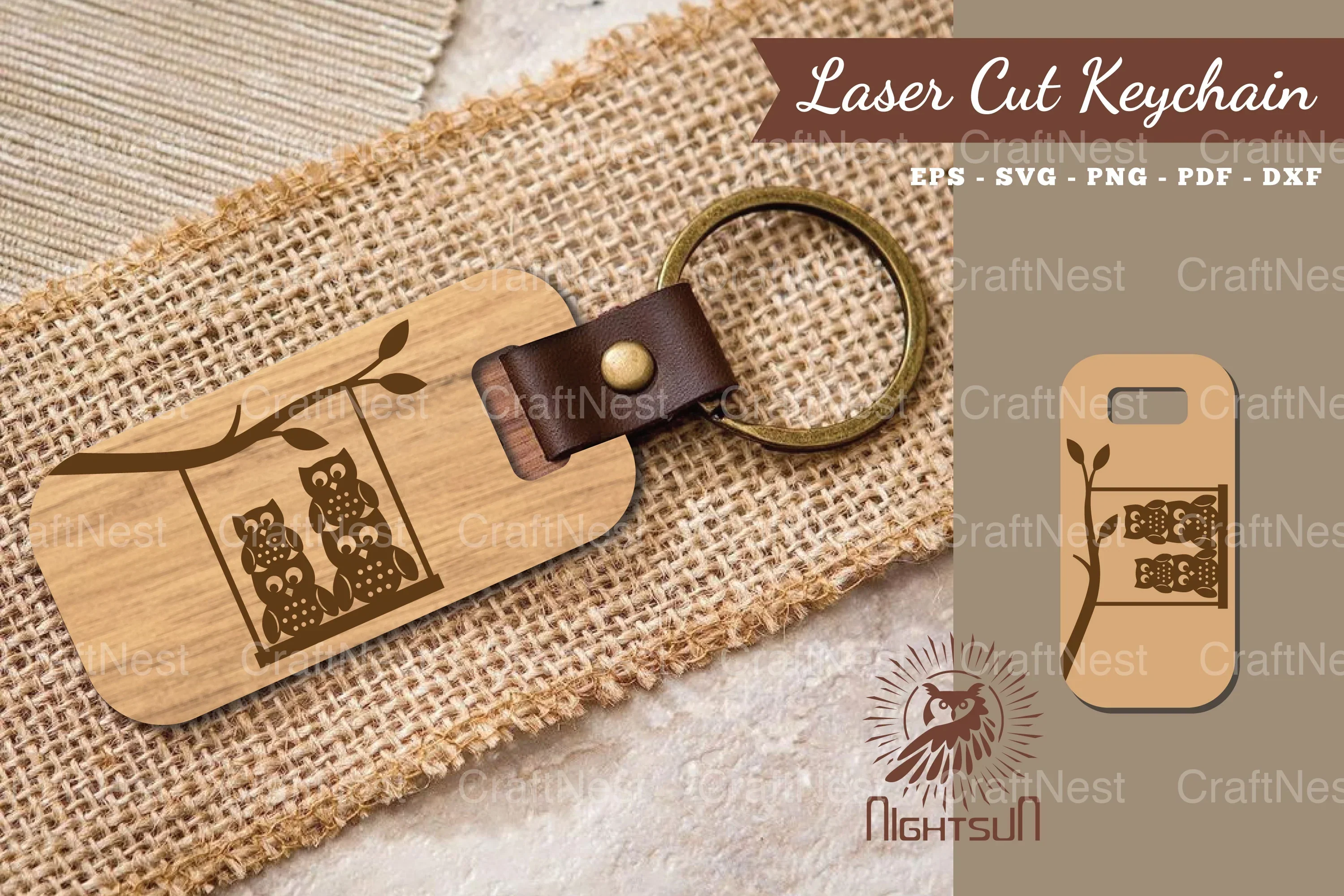 Owl Laser Cut Keychain SVG Bundle