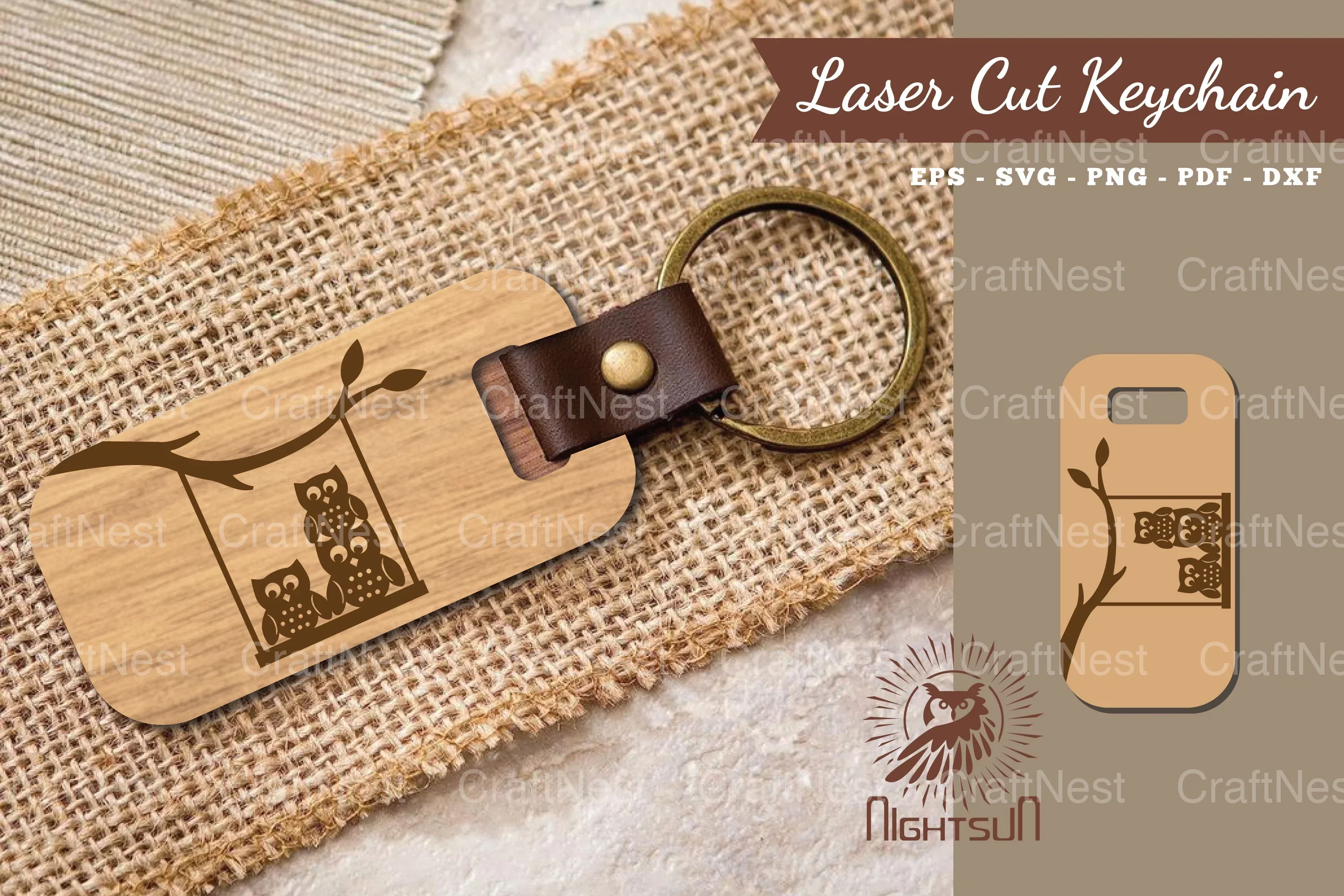 Owl Laser Cut Keychain SVG Bundle