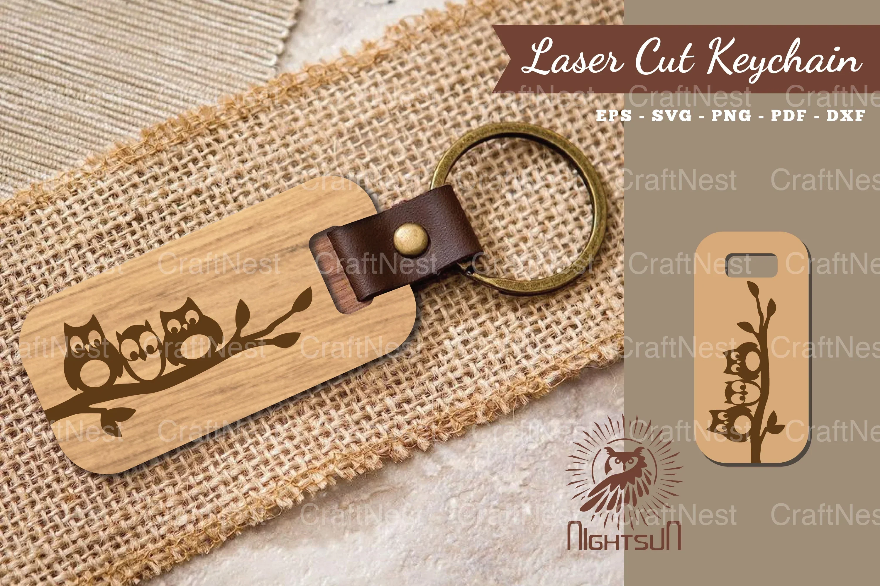 Owl Laser Cut Keychain SVG Bundle