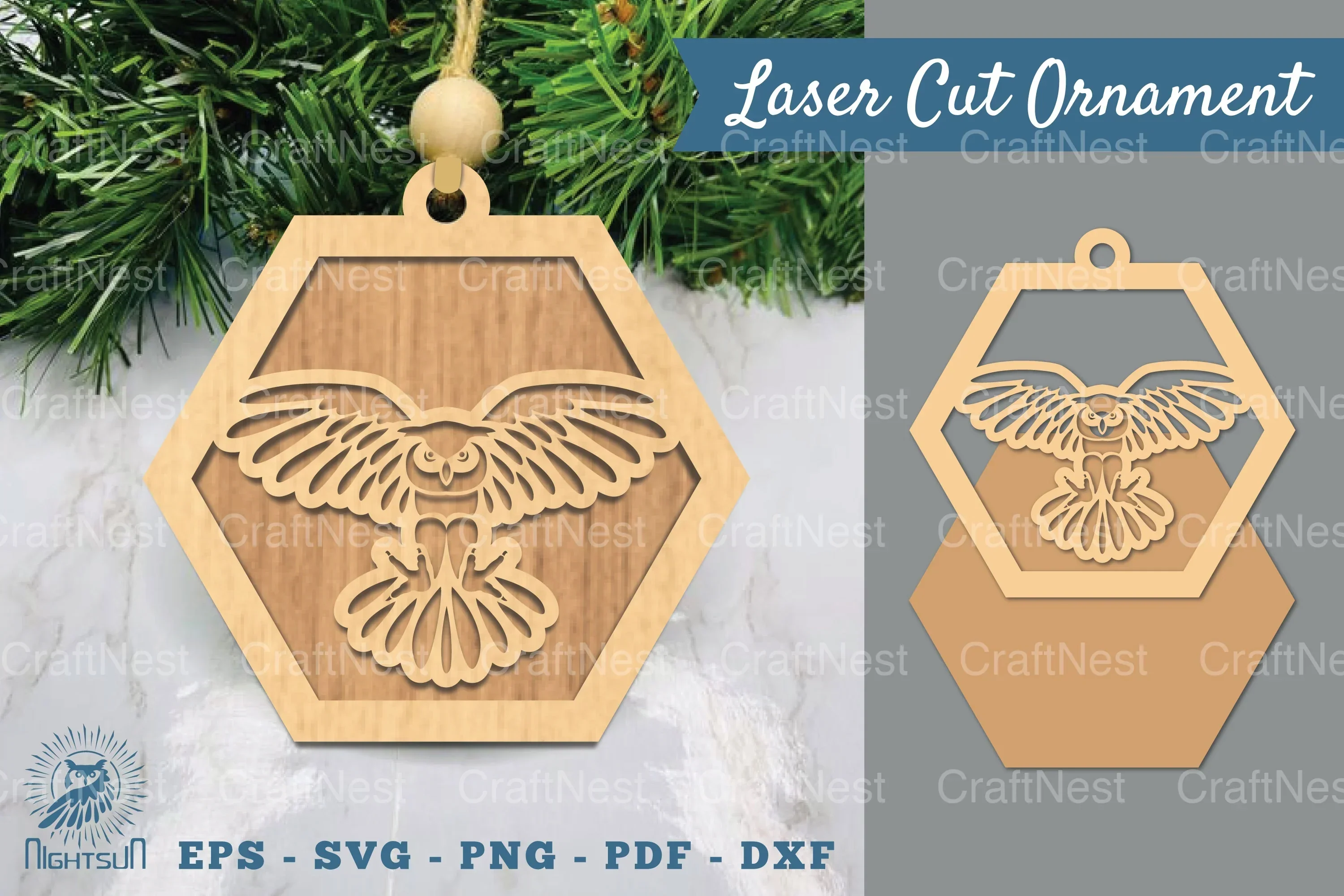 Owl Laser Cut Ornament SVG Bundle