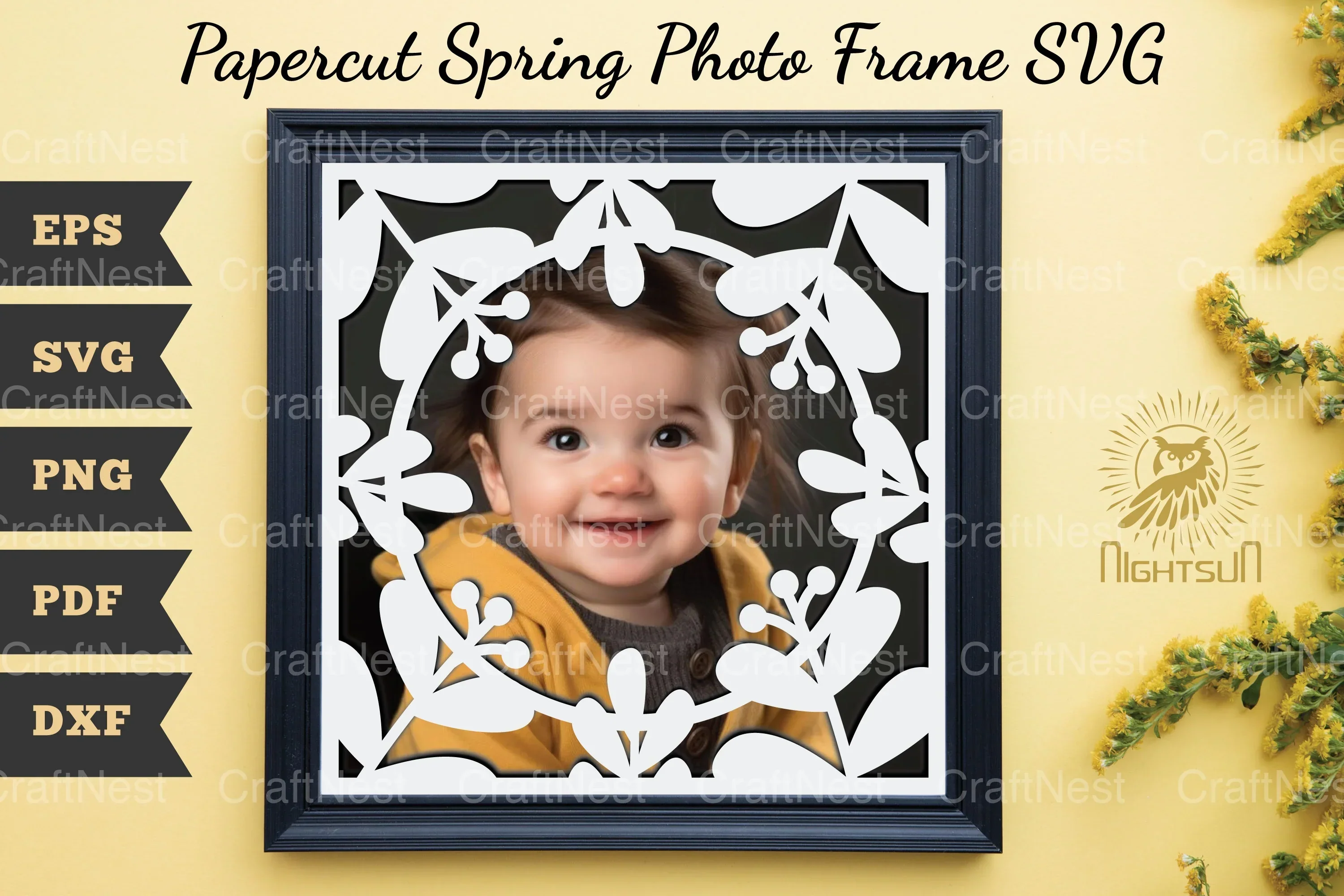 Papercut Spring Photo Frame SVG Bundle