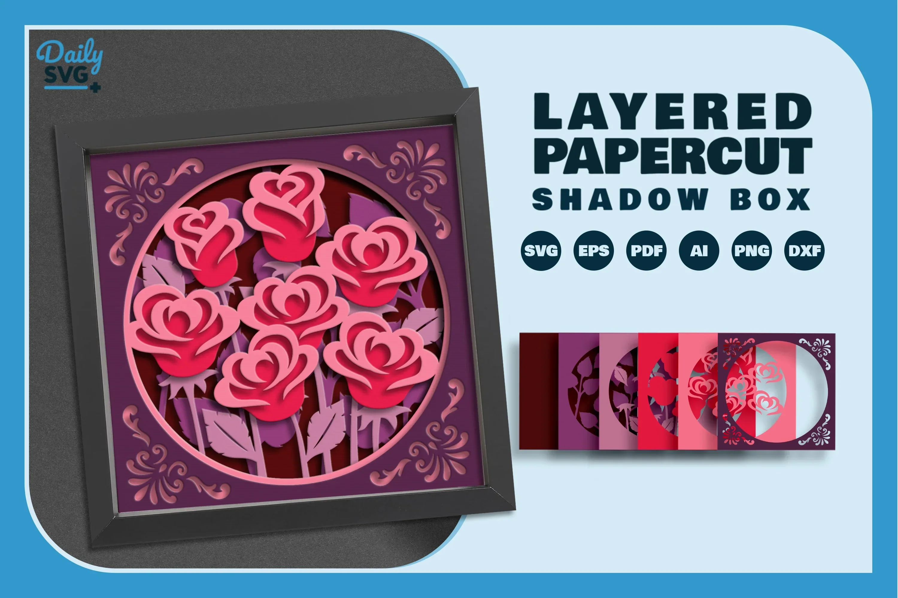 Papercut SVG Bundle: Bunch of Roses Design - Image 2