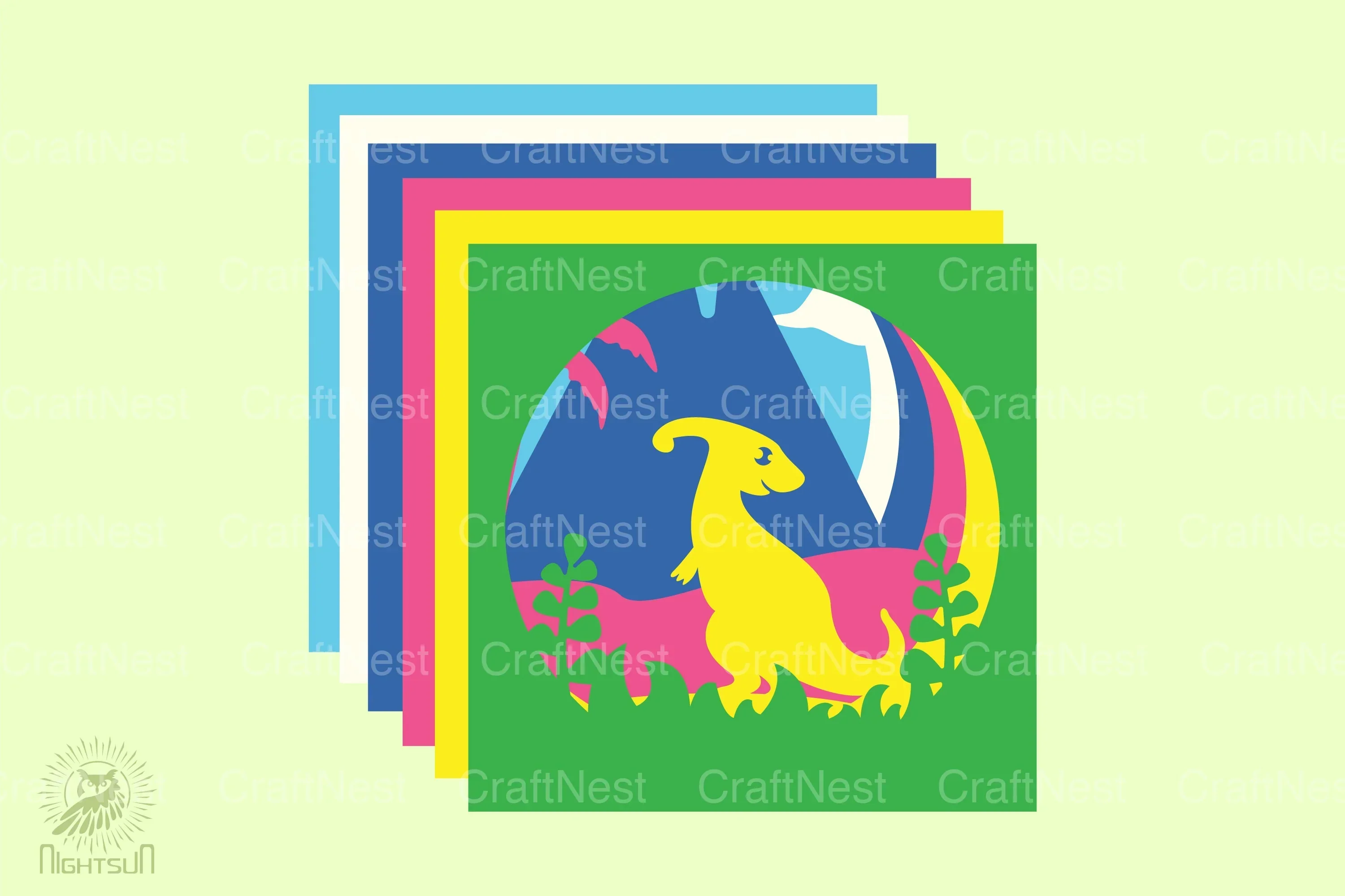 Parasaurolophus 3D Layered Papercut Clipart Bundle - Image 2