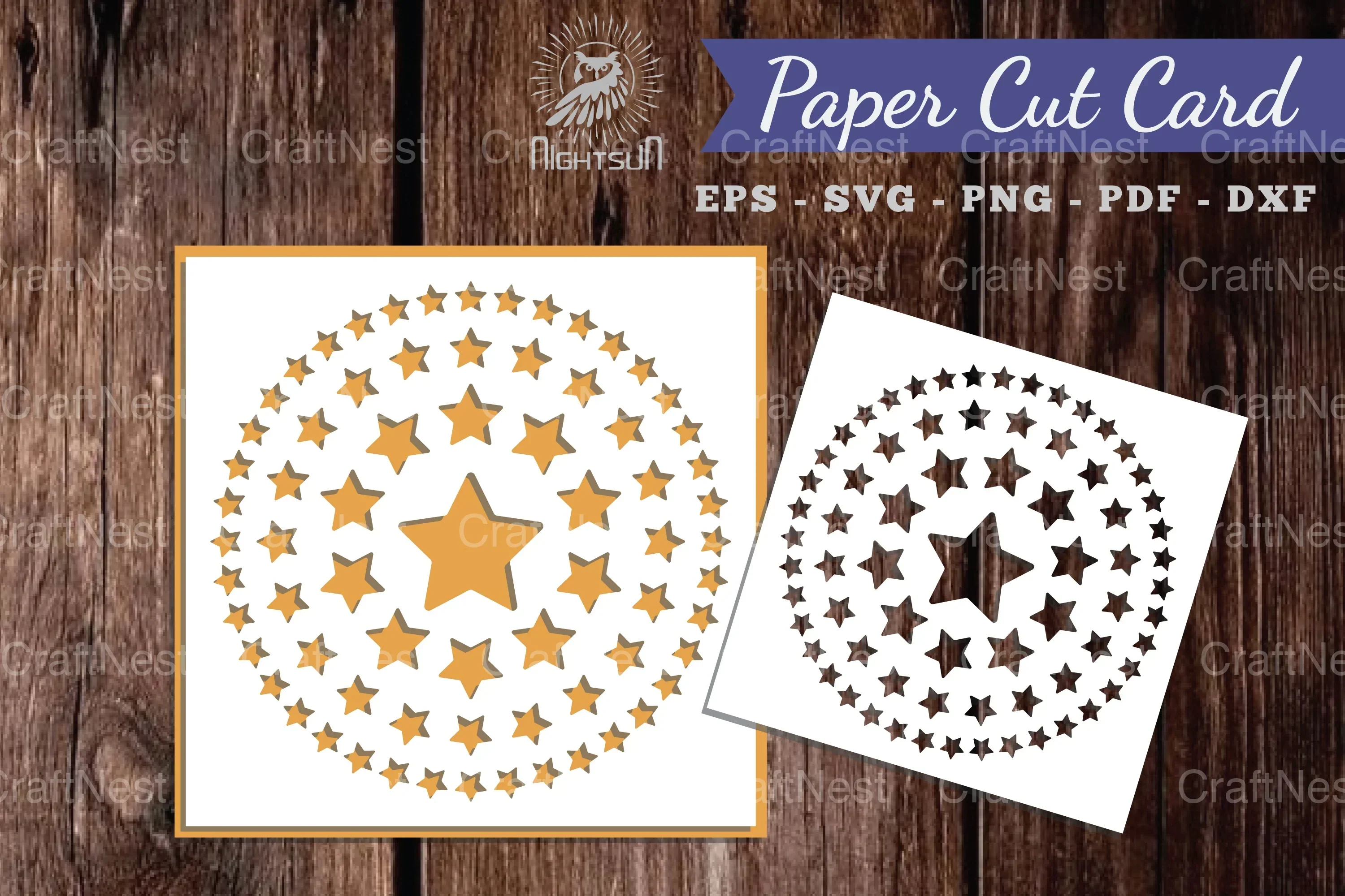 Parkling Stars Papercut Card SVG Bundle