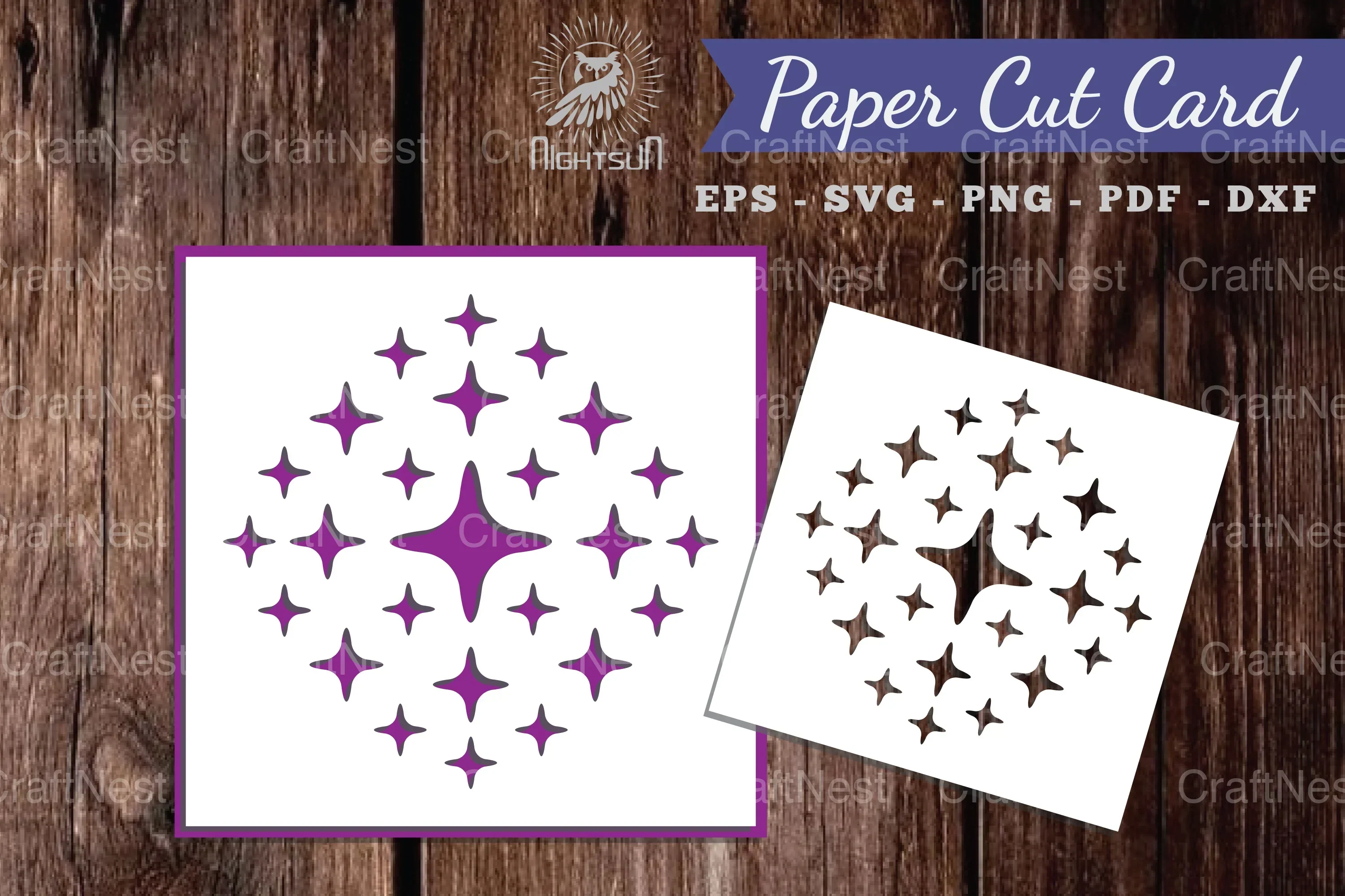 Parkling Stars Papercut Card SVG Bundle