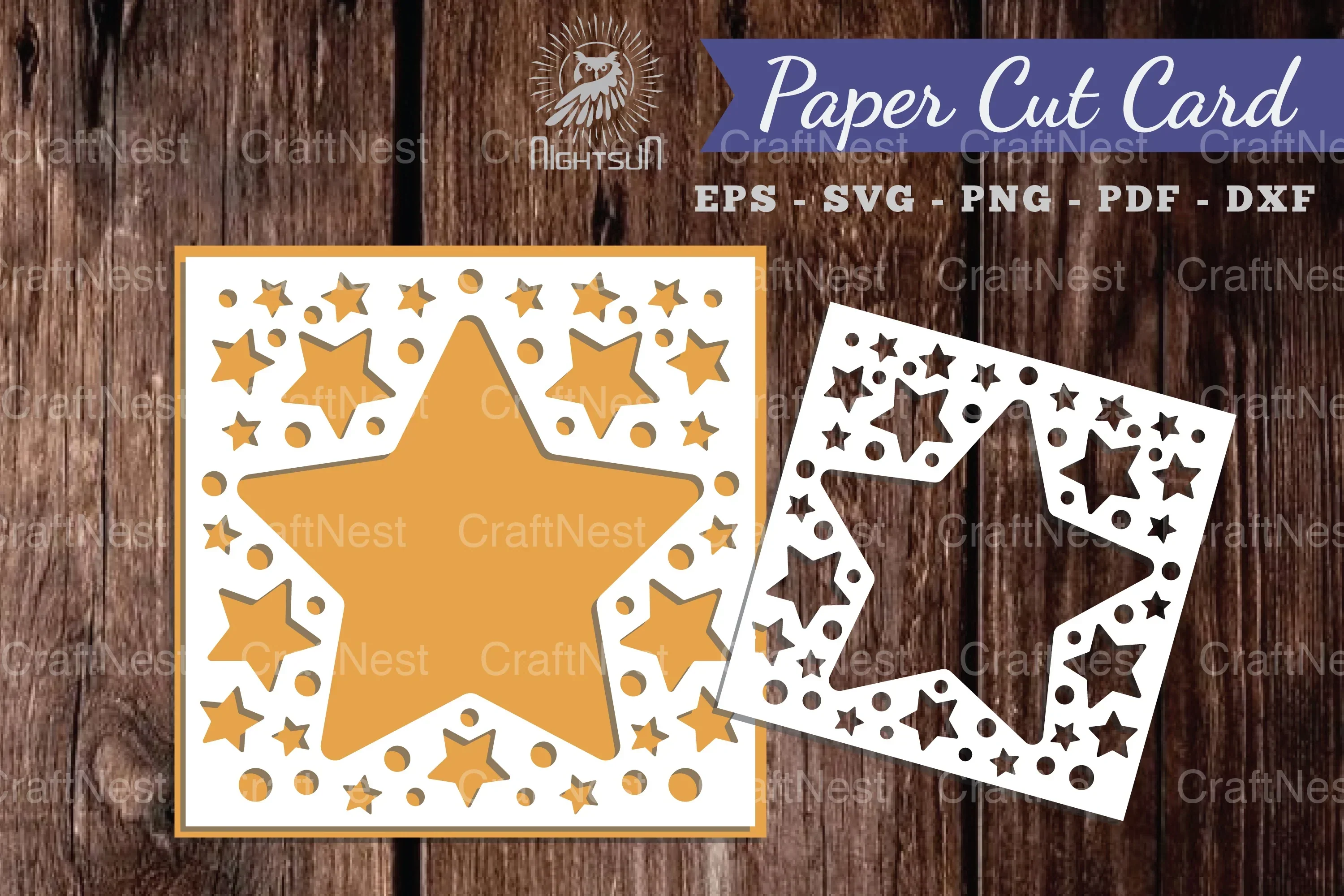 Parkling Stars Papercut Card SVG Design Bundle