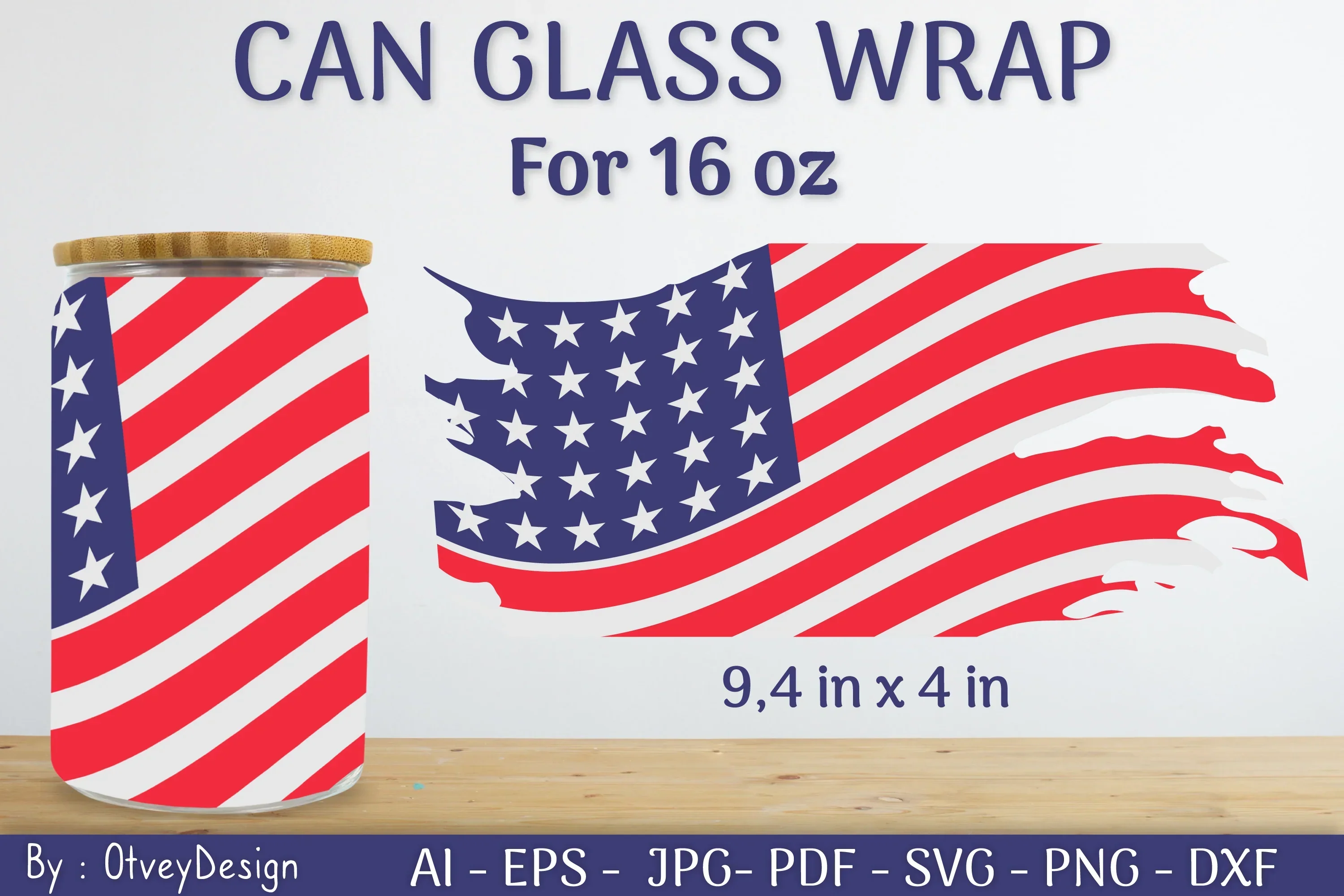 Patriotic 16 oz Can Glass Warp SVG Bundle - Image 2