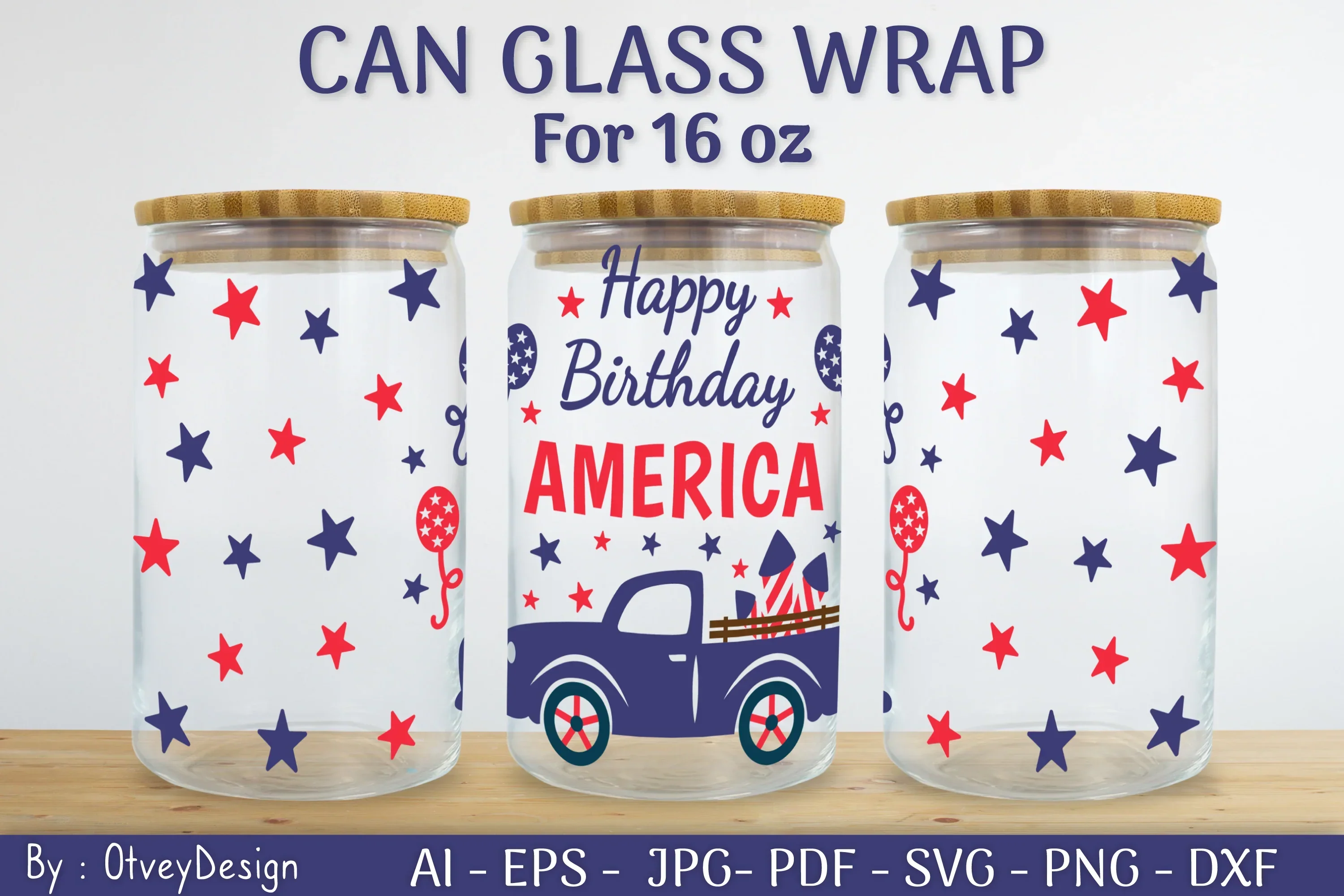 Patriotic 16 oz Can Glass Warp SVG Bundle - Image 2