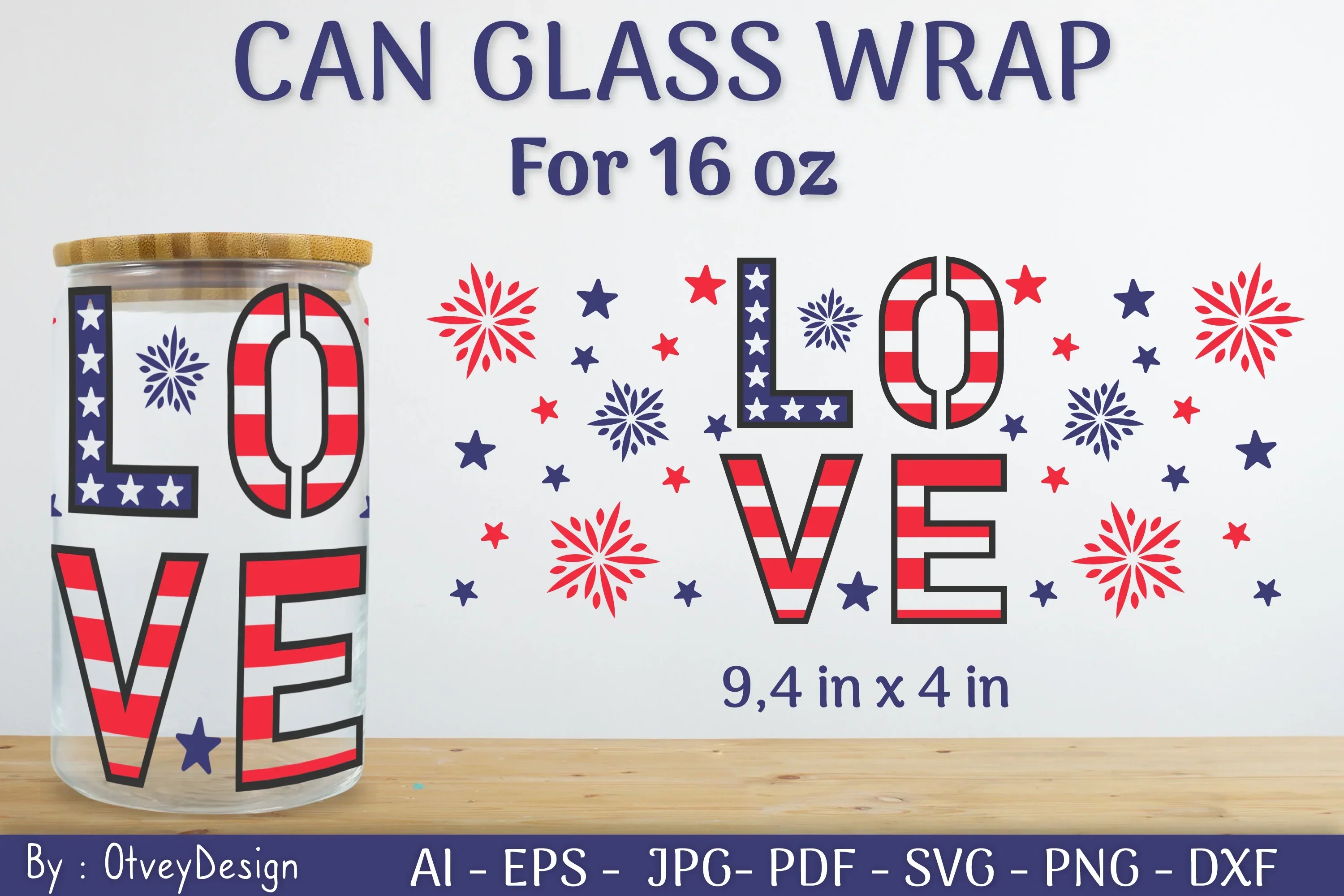 Patriotic 16 oz Can Glass Warp SVG Bundle - Image 2