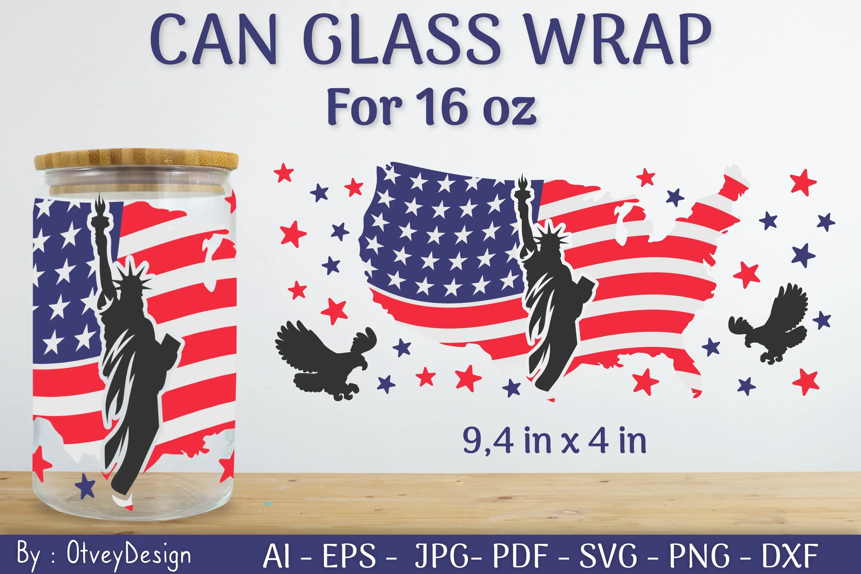 Patriotic 16 oz Can Glass Warp SVG Bundle - Image 2