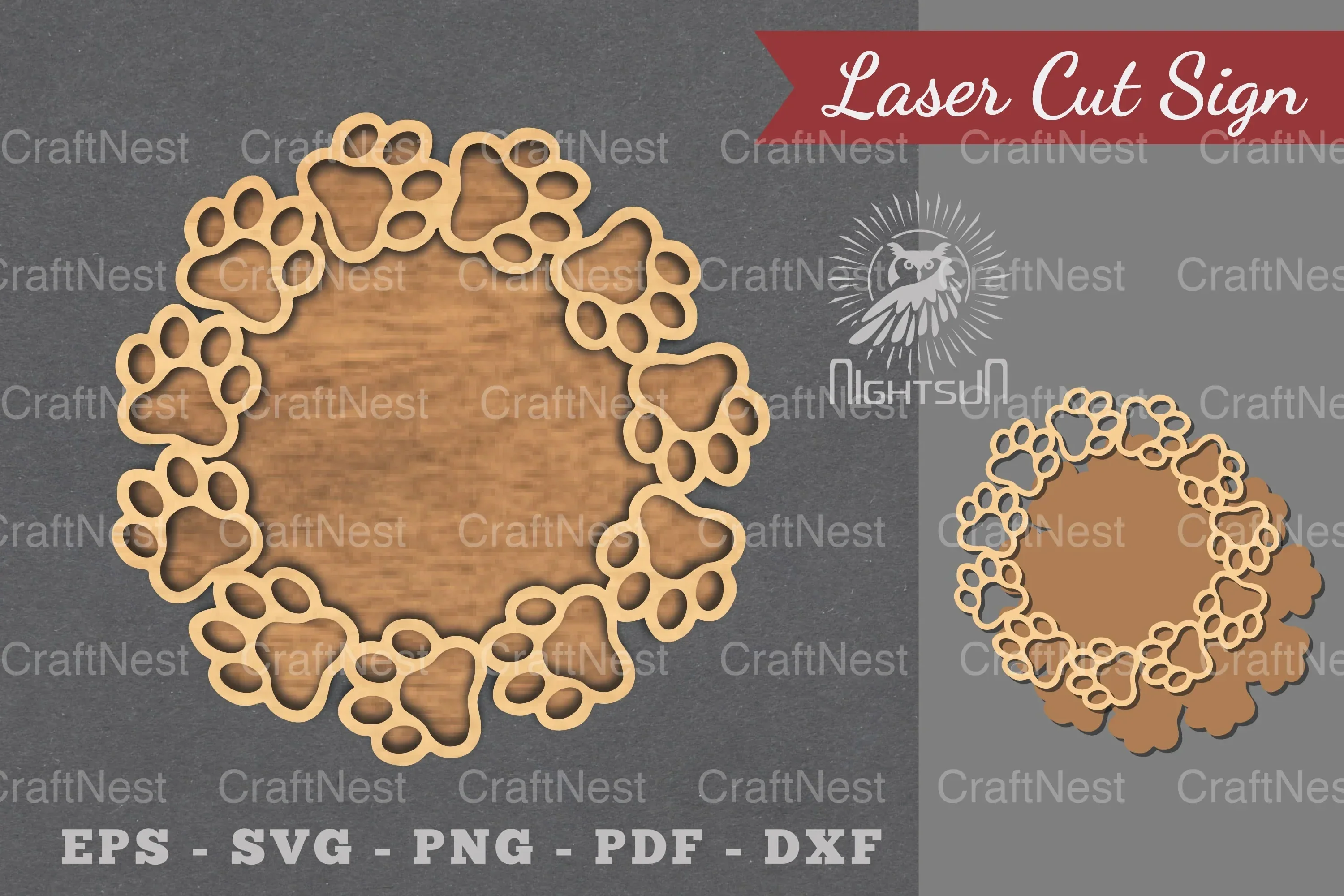 Paw Laser Cut Sign Clipart Bundle