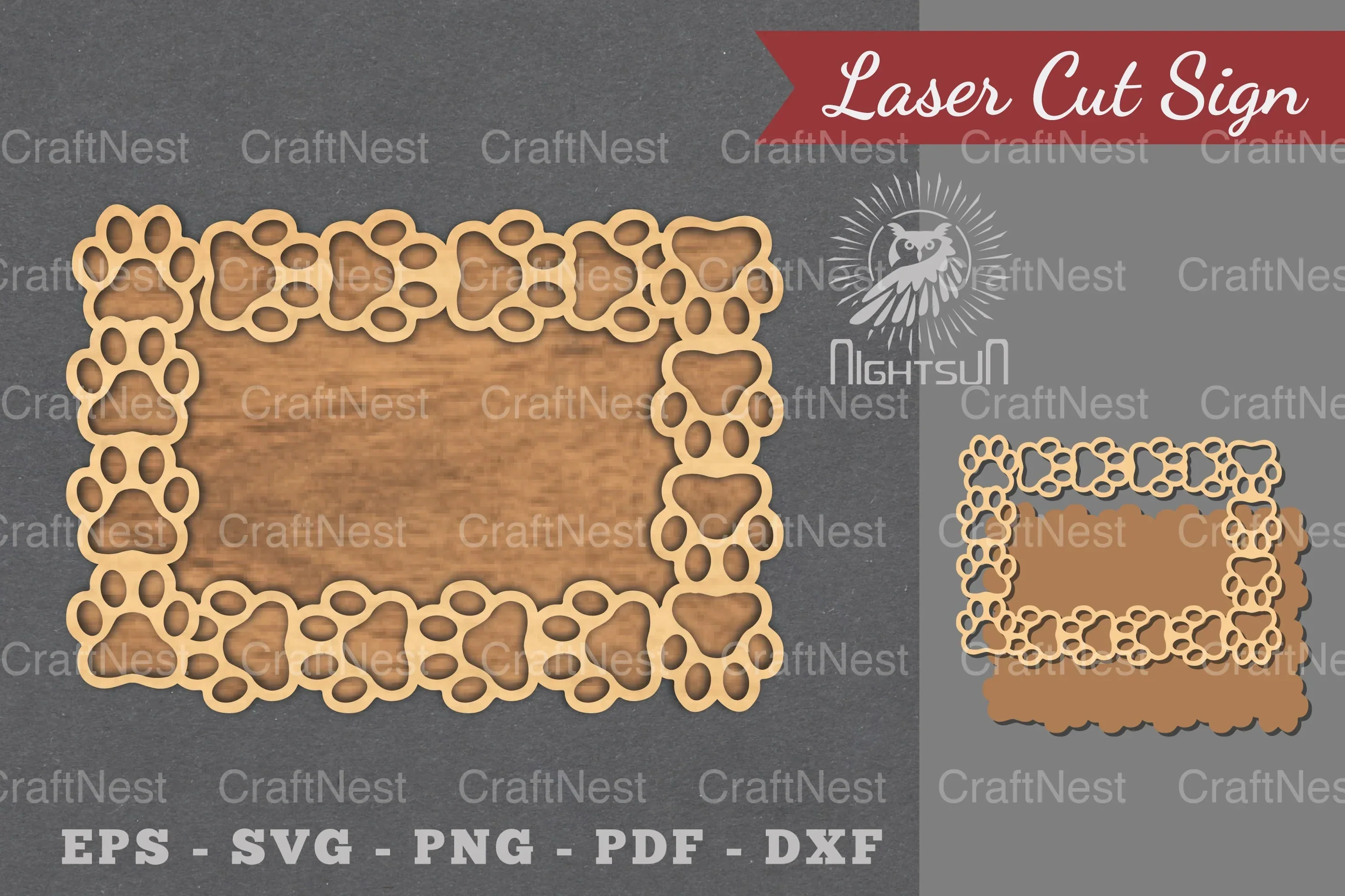 Paw Laser Cut Sign Clipart Bundle