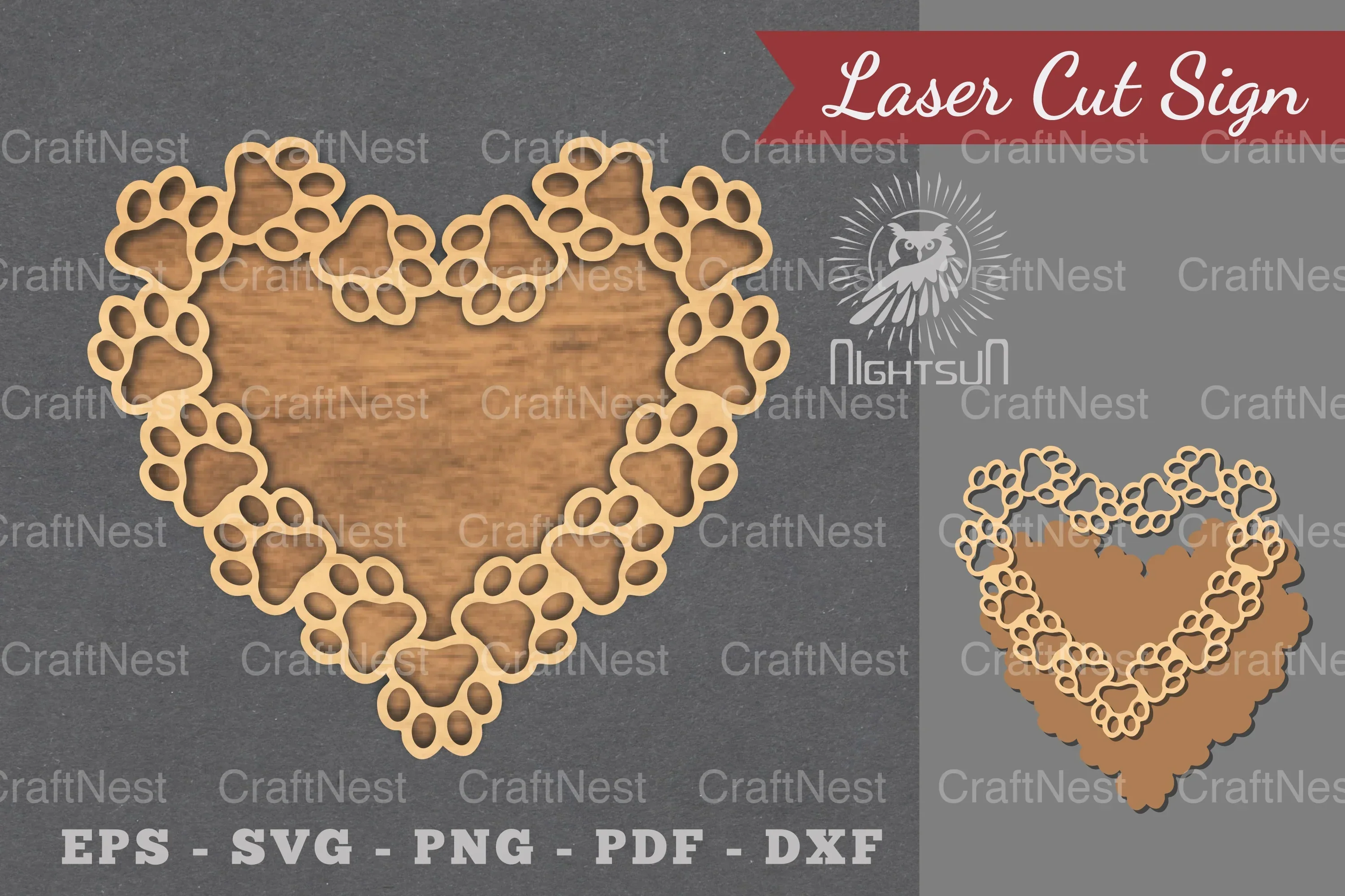 Paw Laser Cut Sign Clipart Bundle