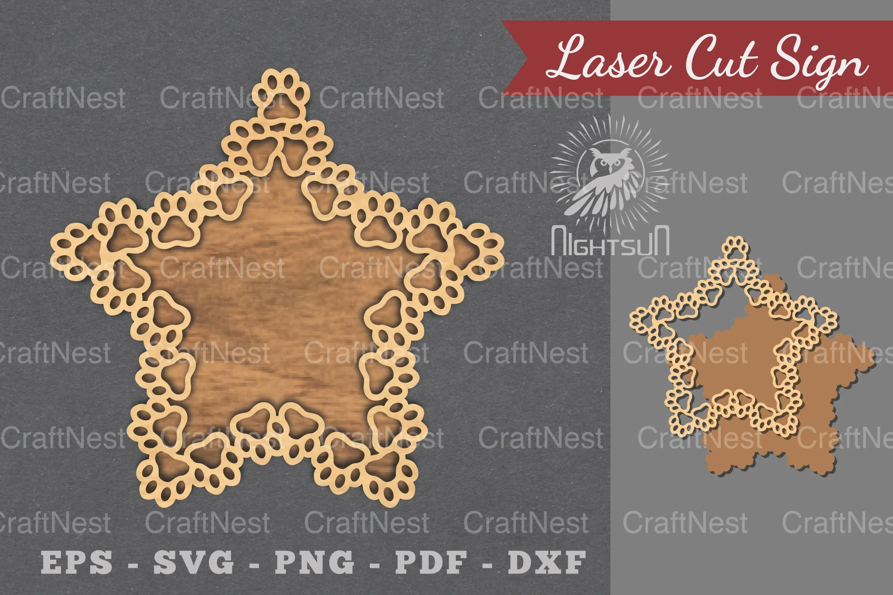 Paw Laser Cut Sign Clipart Bundle