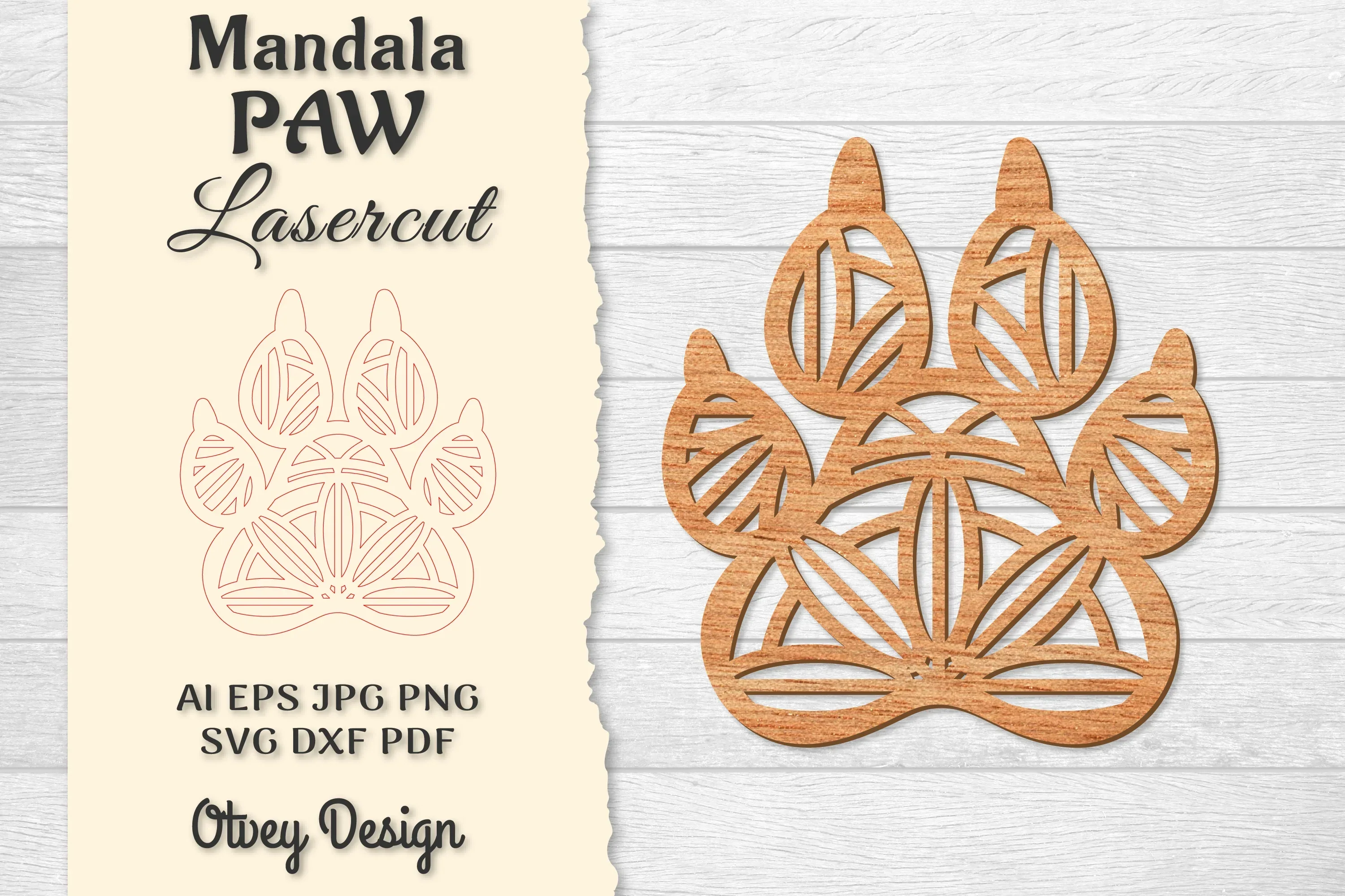 Paw Mandala Lasercut SVG Bundle