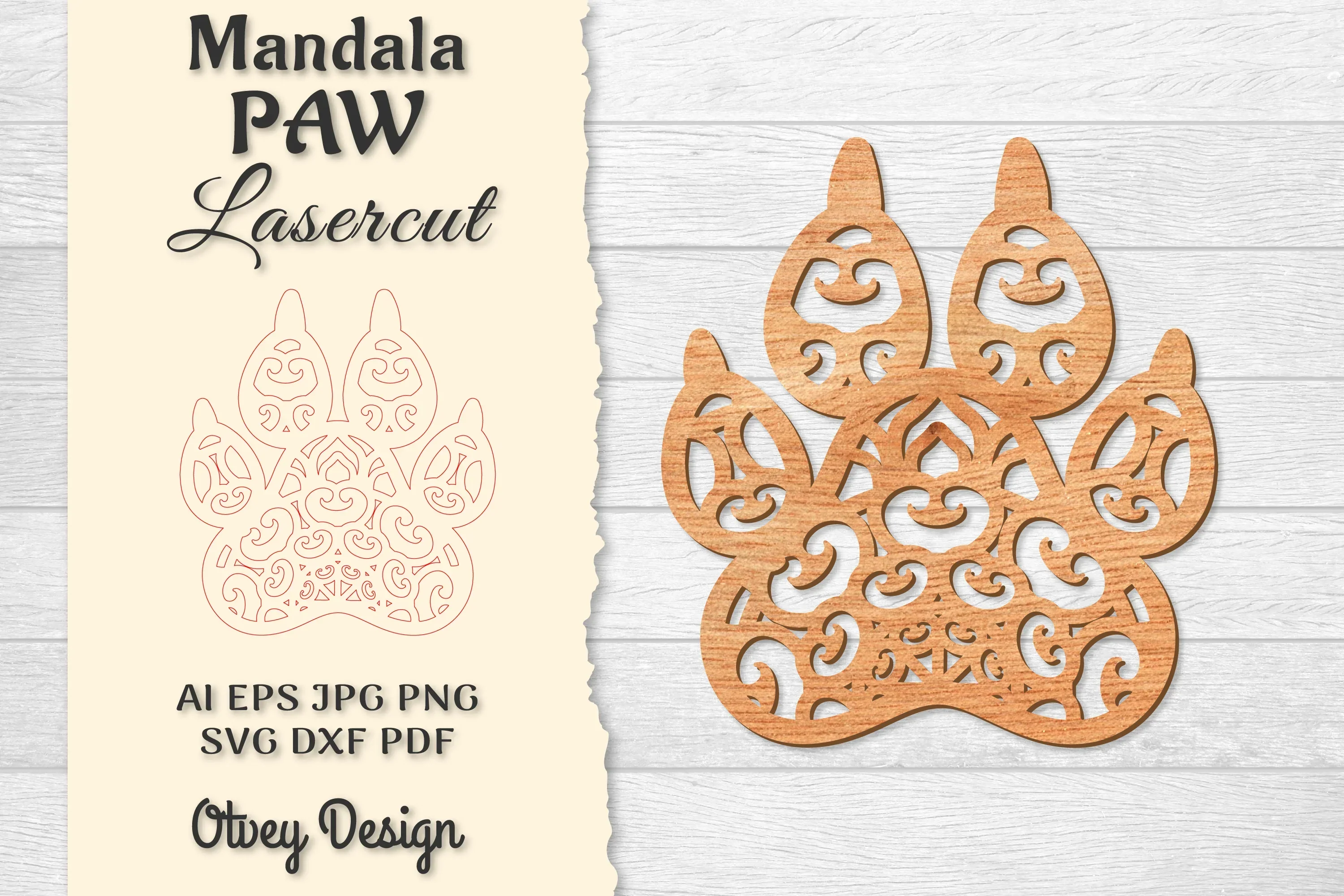 Paw Mandala Lasercut SVG Bundle