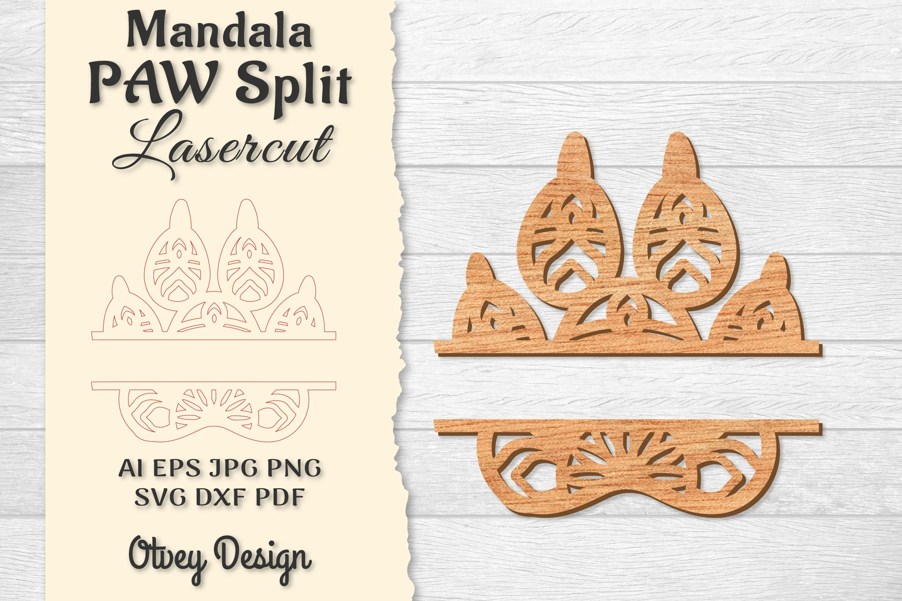 Paw Mandala Split Lasercut SVG Bundle