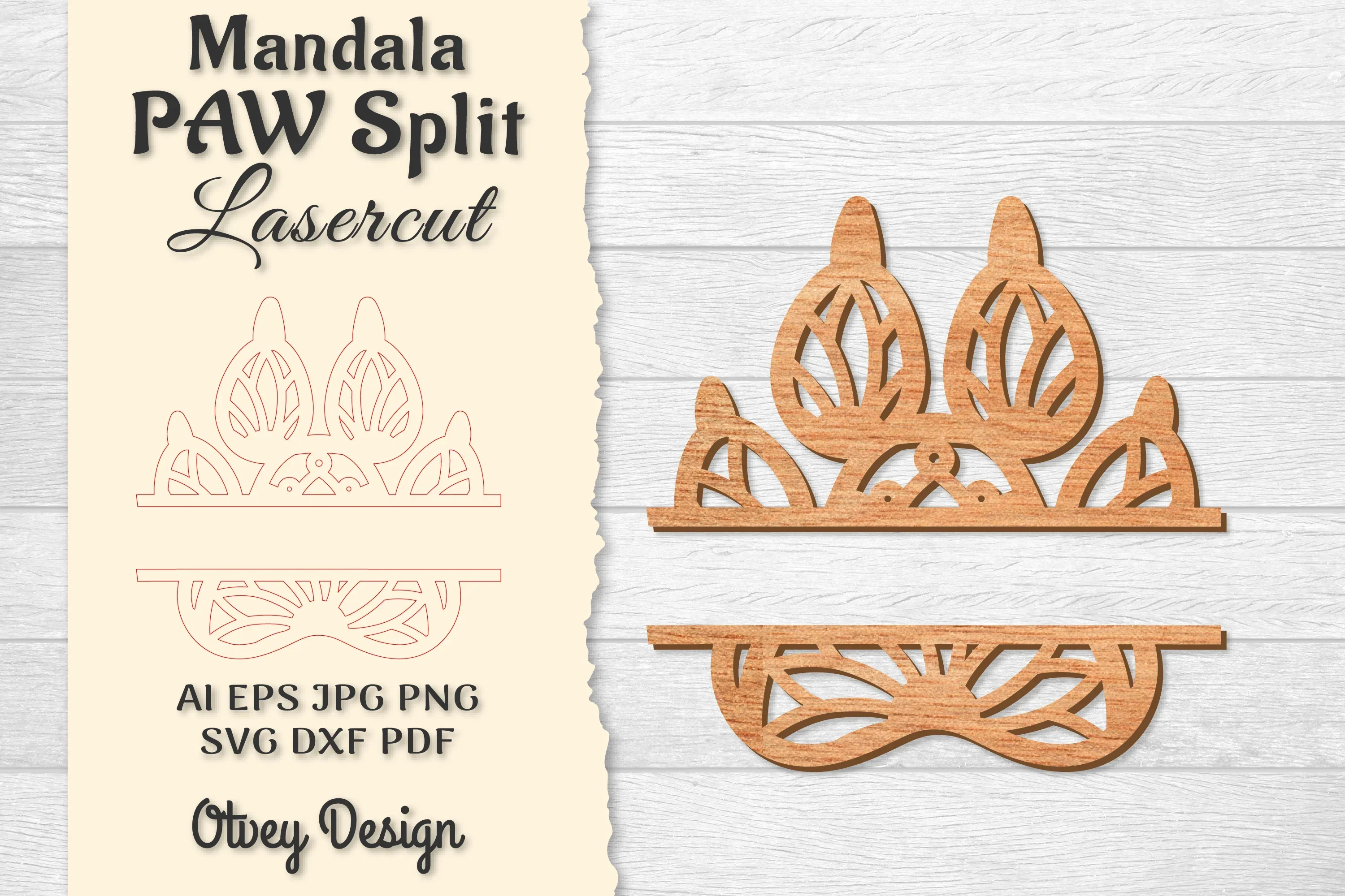 Paw Mandala Split Lasercut SVG Bundle