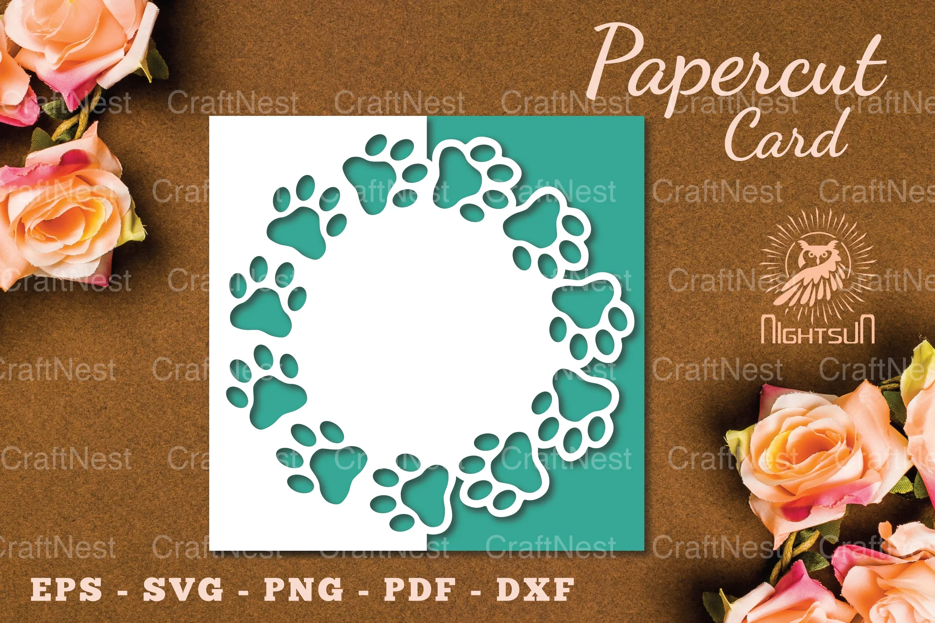 Paw Papercut Card SVG Bundle