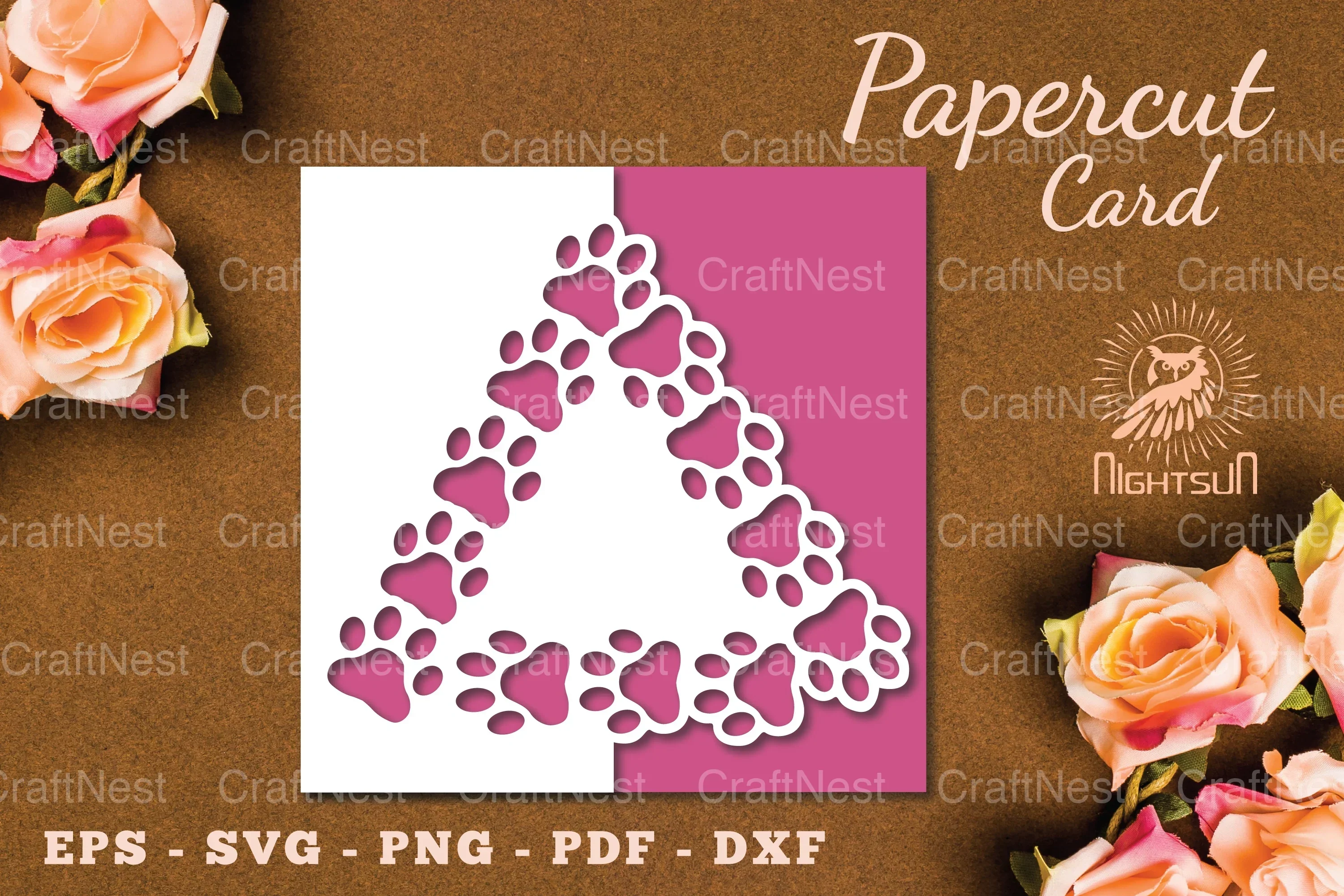 Paw Papercut Card SVG Bundle