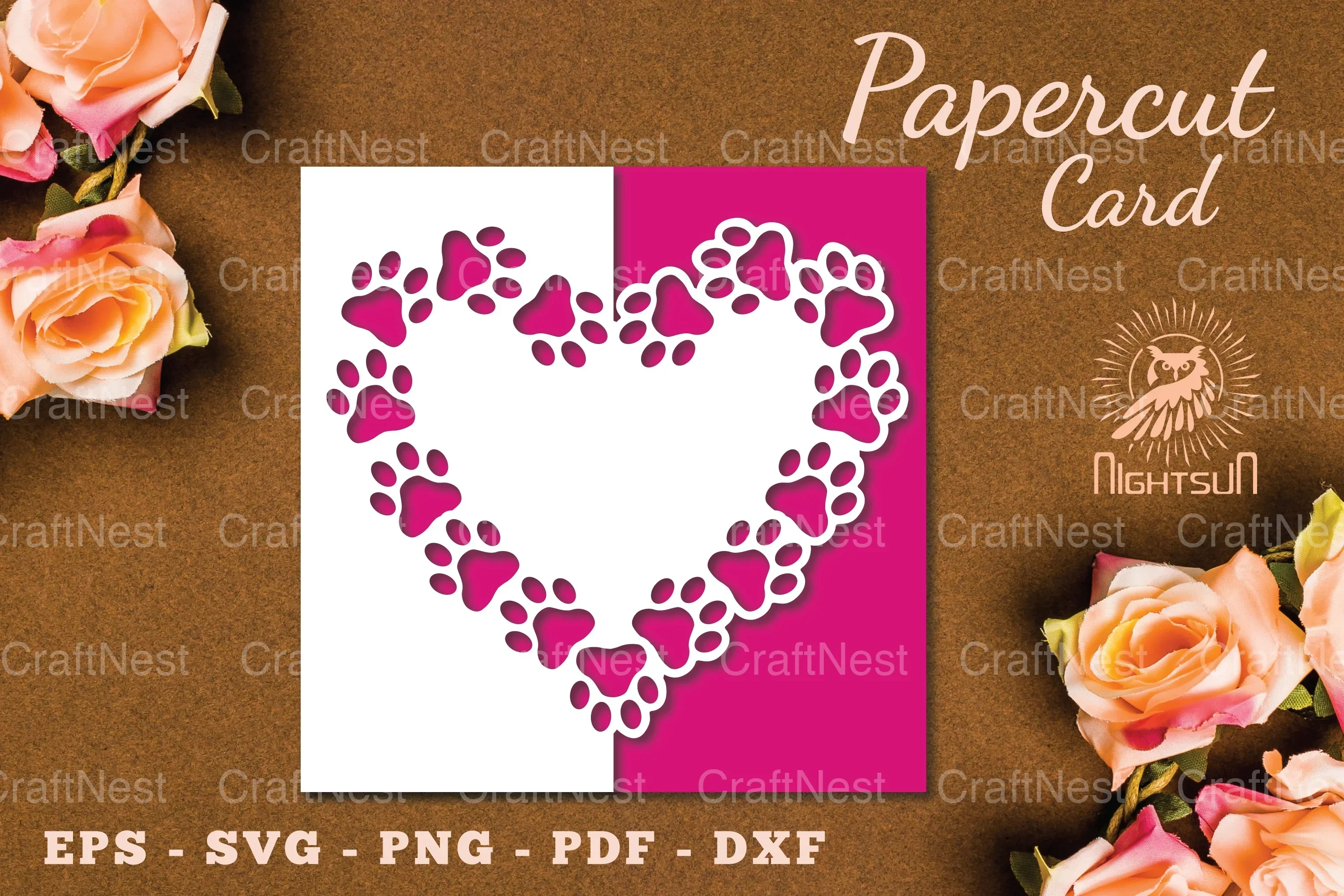 Paw Papercut Card SVG Bundle