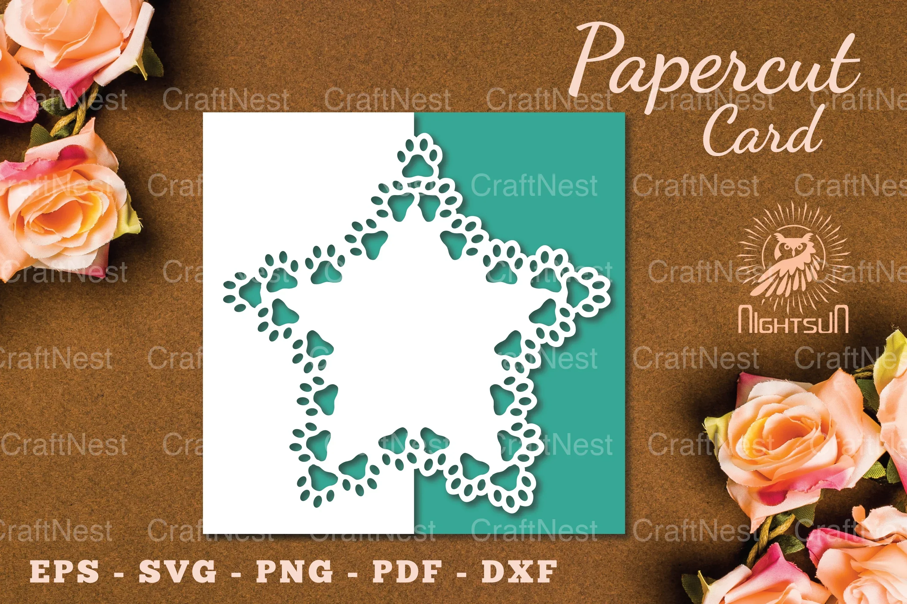 Paw Papercut Card SVG Bundle