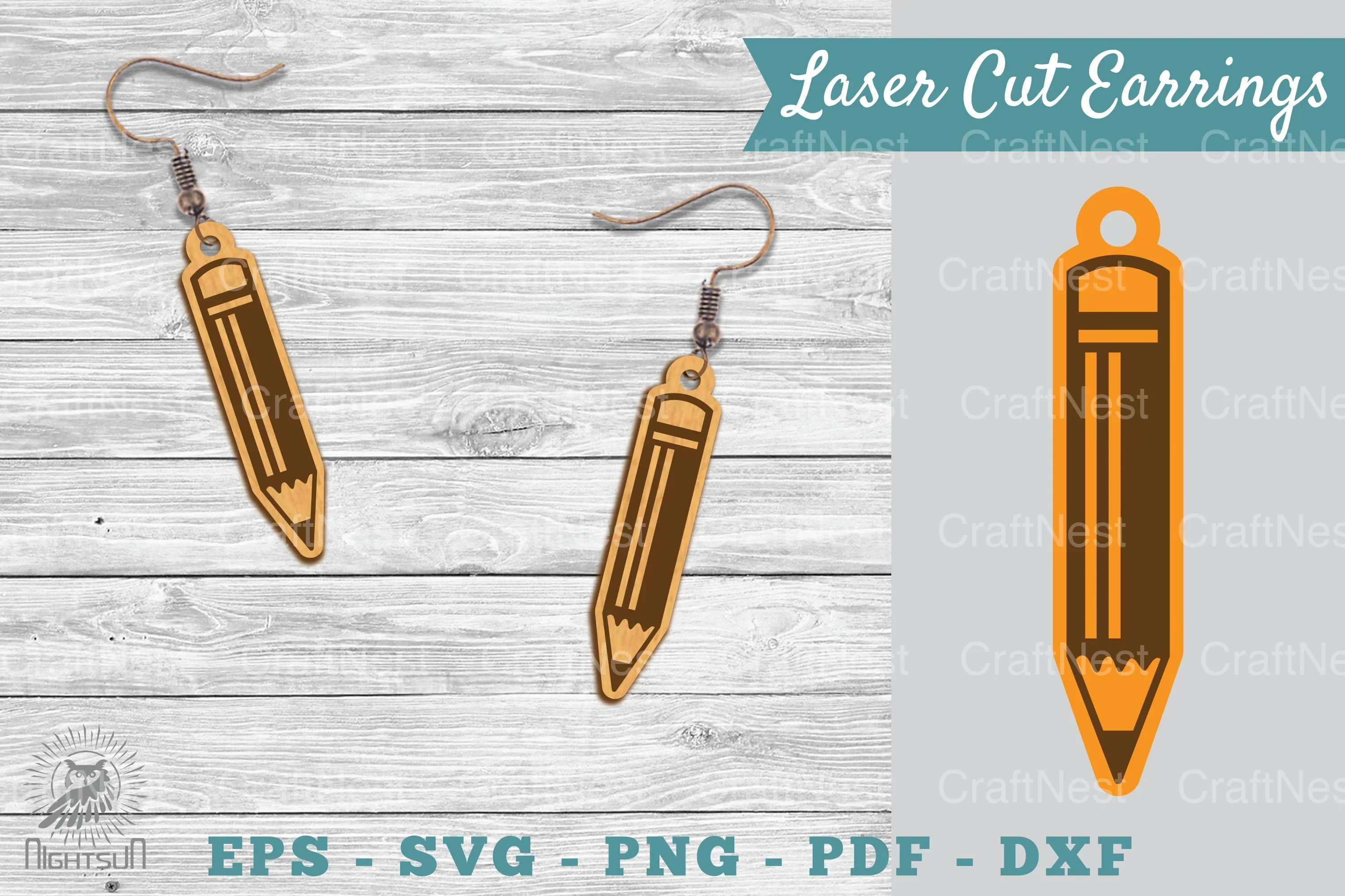 Pencil Laser Cut Earrings SVG Bundle
