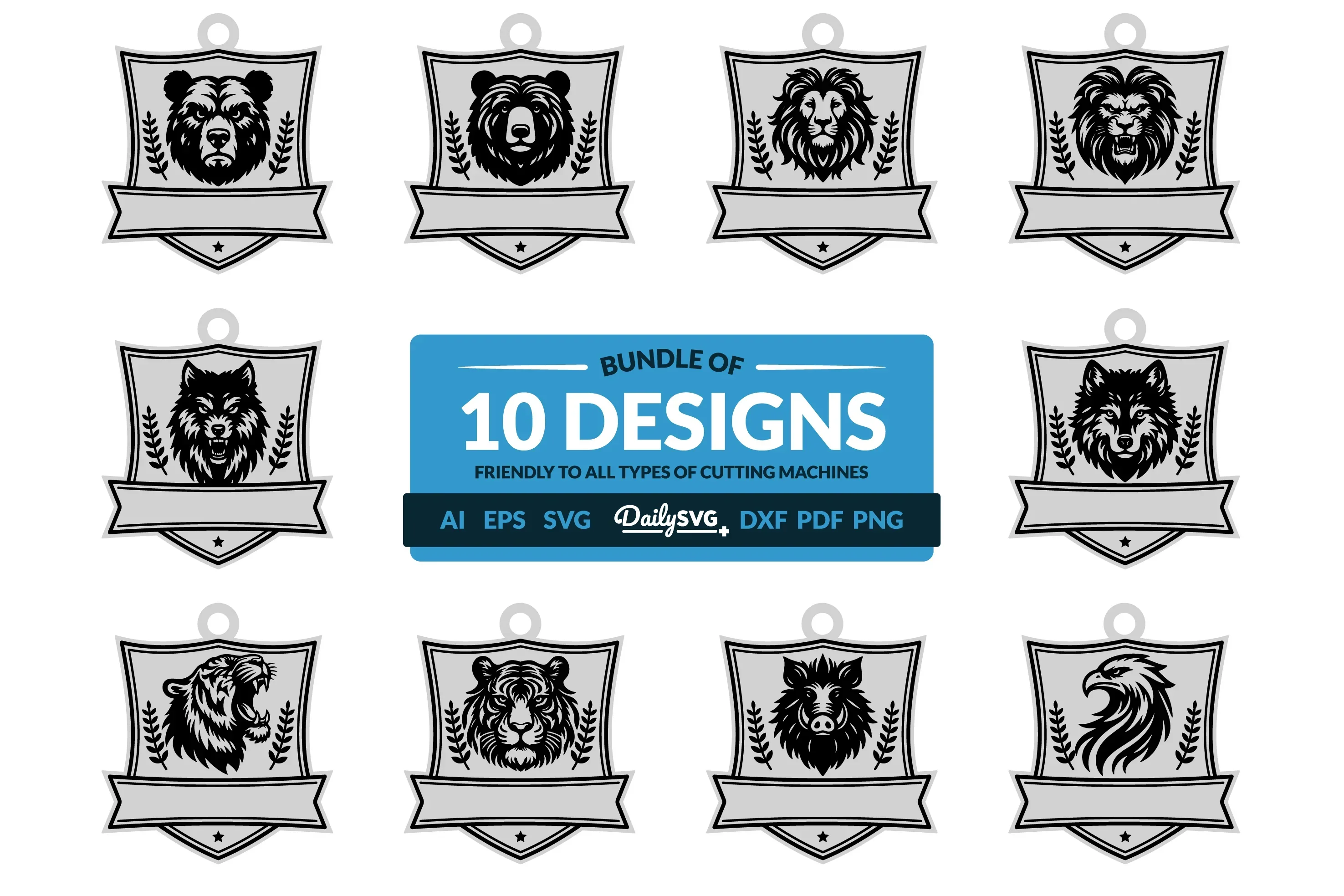 Personalized Wild Animal Keychain Laser Cut Clipart