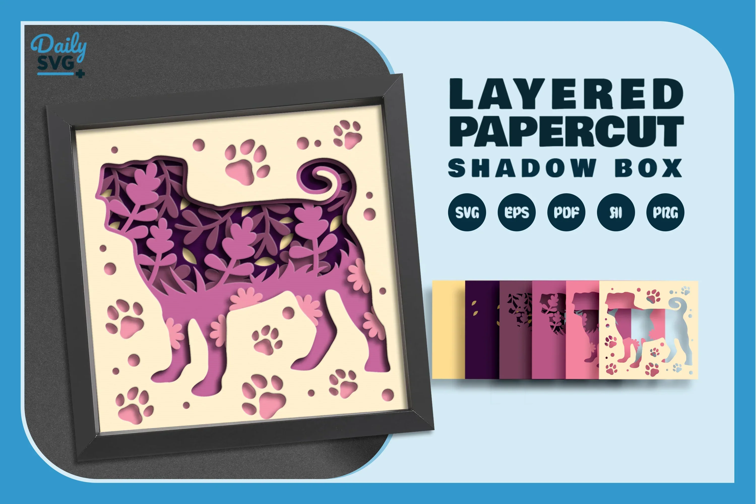 Pitbull Floral Papercut SVG Bundle - Image 2