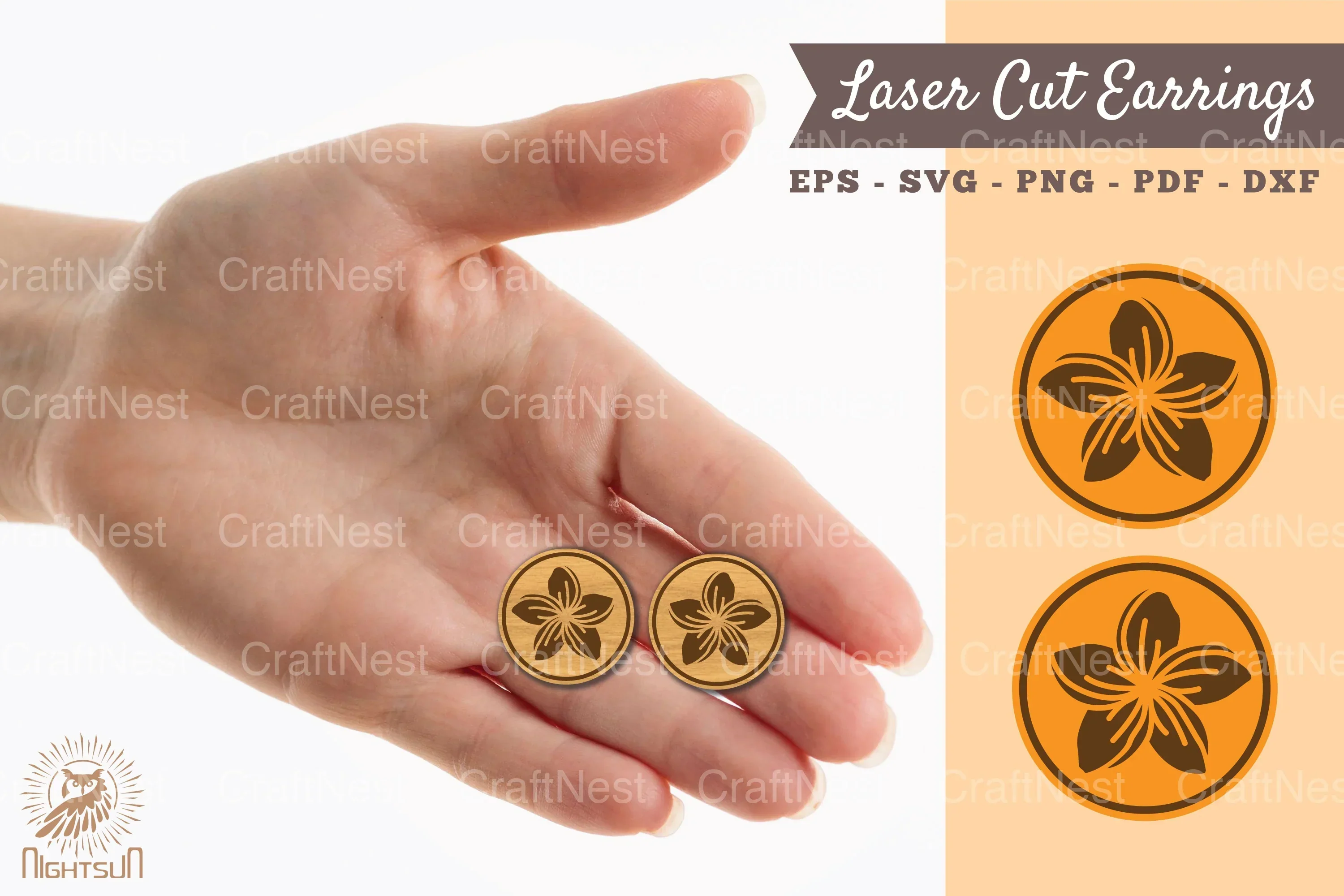 Plumeria Flower Earrings Laser Cut Design Bundle