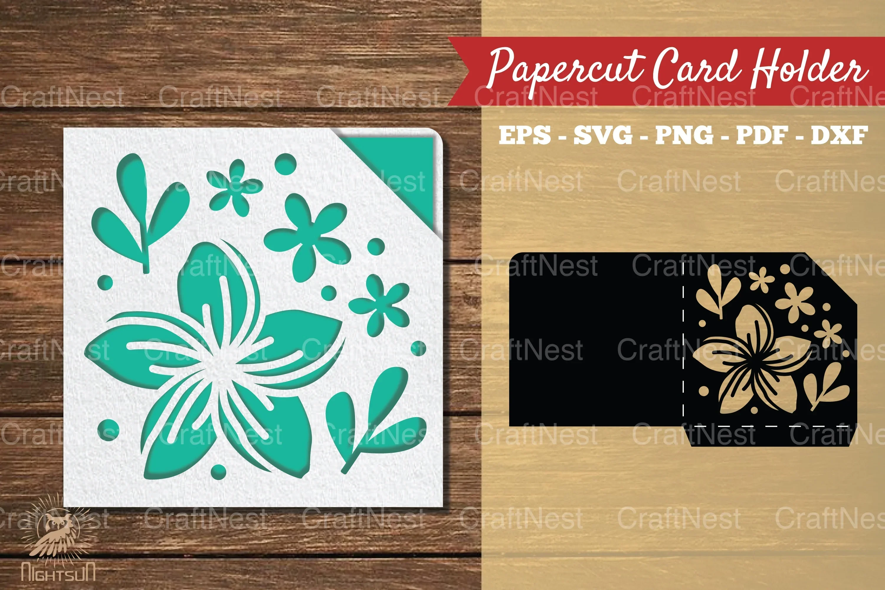 Plumeria Flower Papercut Card Holder Clipart Bundle