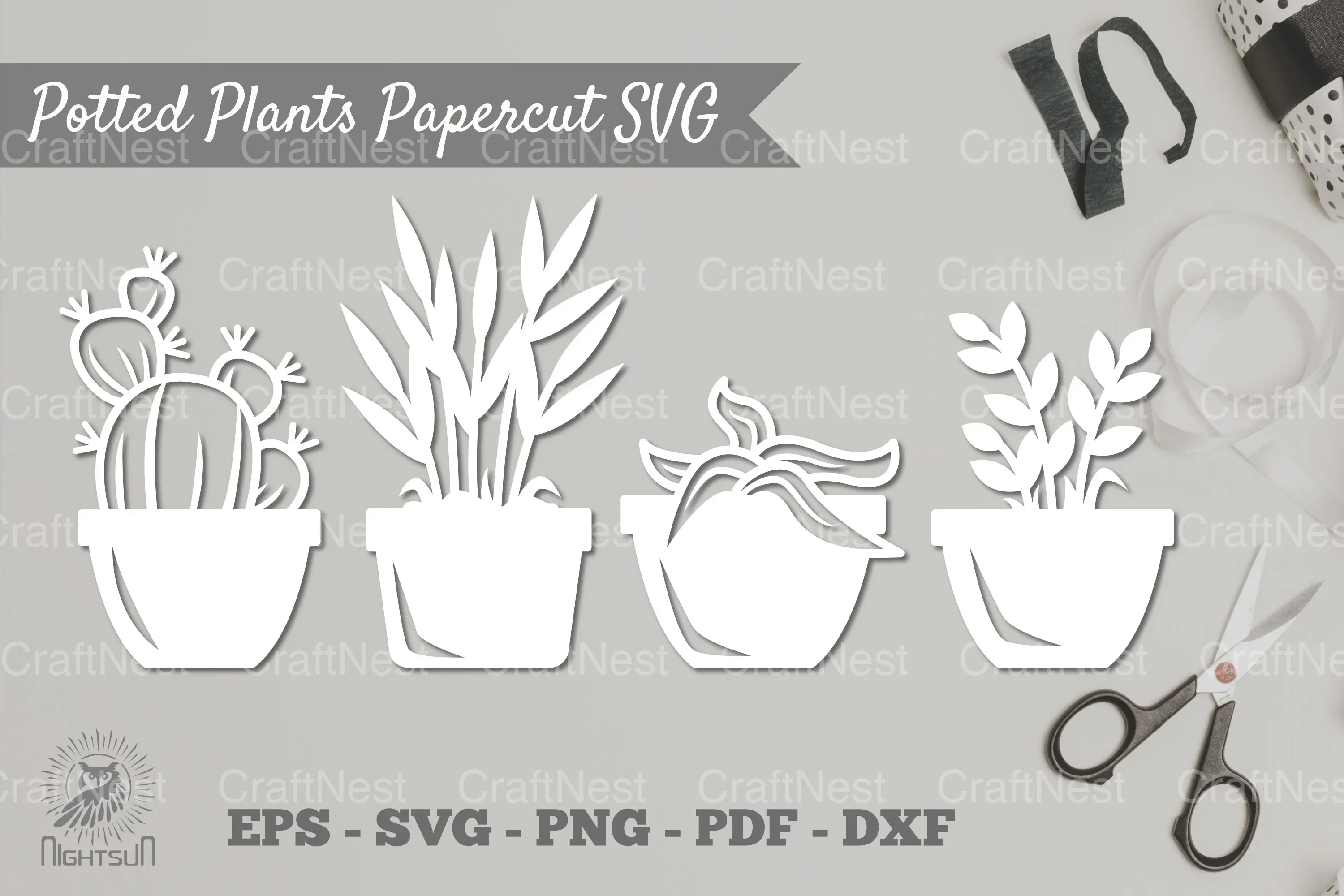 Potted Plants Papercut SVG Bundle