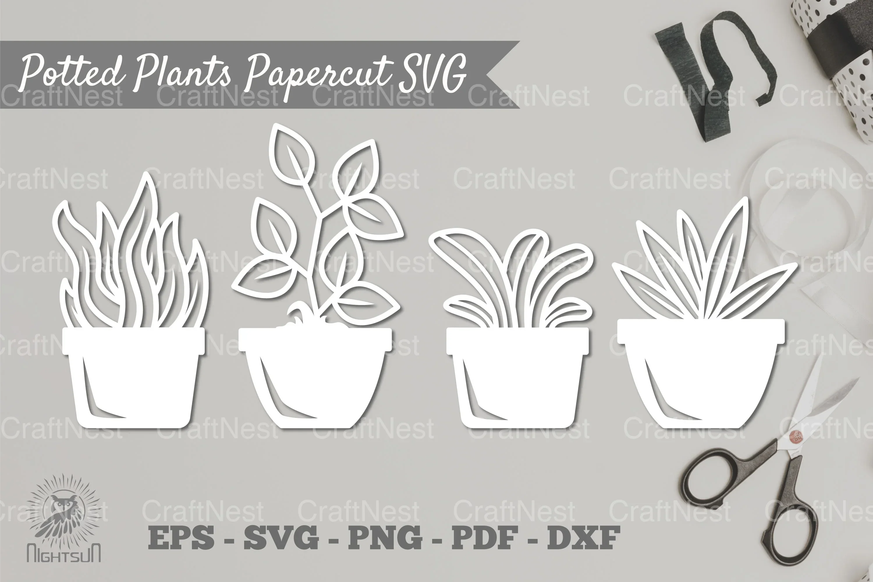 Potted Plants Papercut SVG Bundle