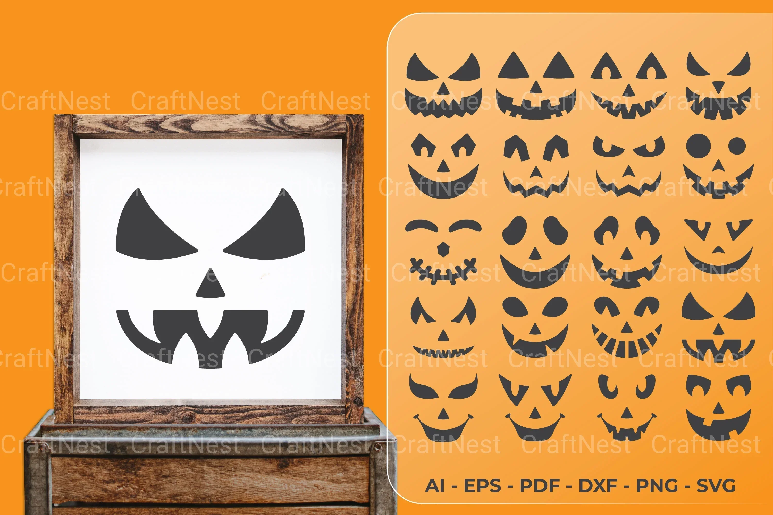 Pumpkin Face Decal SVG Bundle