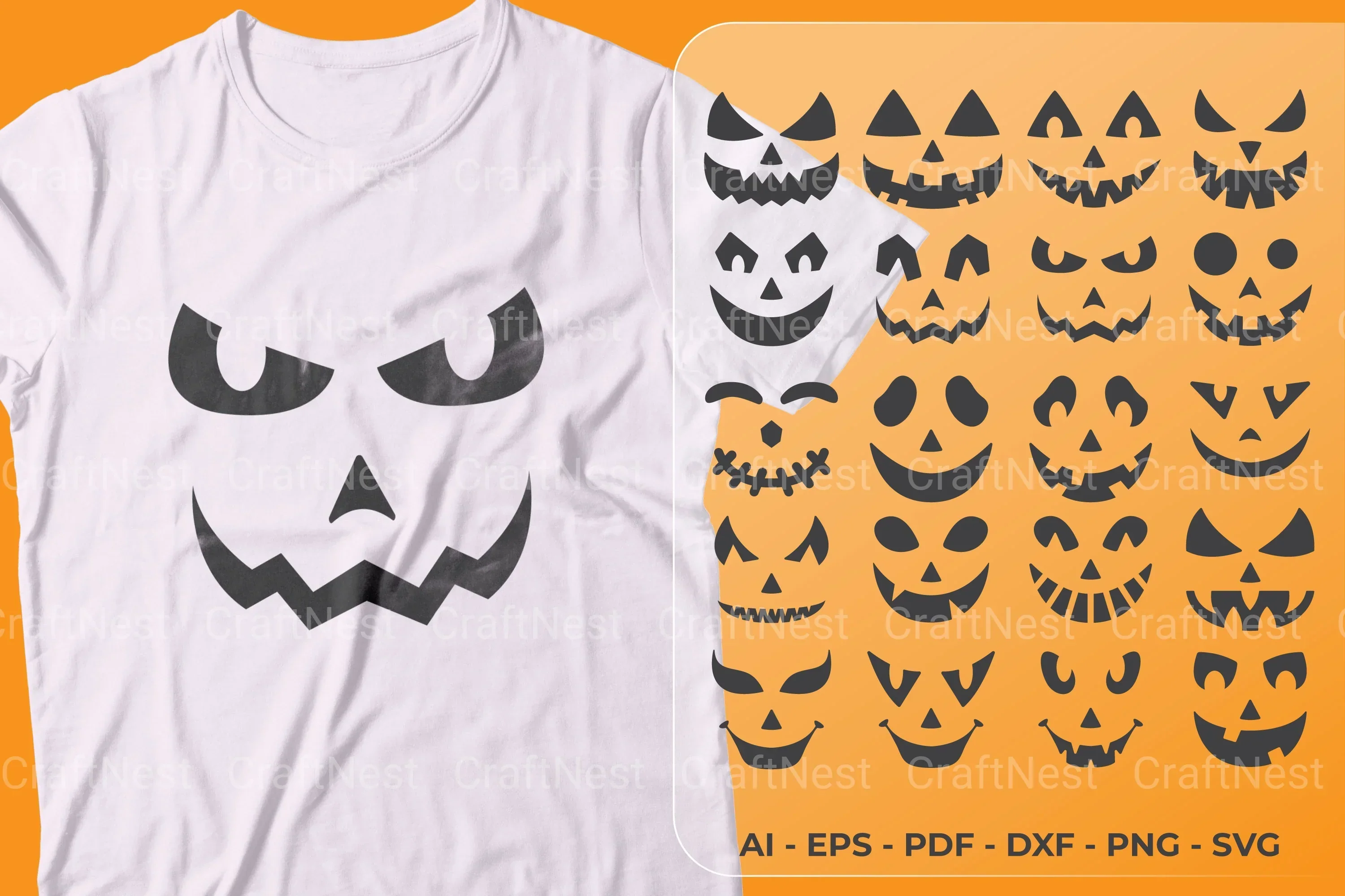 Pumpkin Face Decal SVG Bundle - Image 3