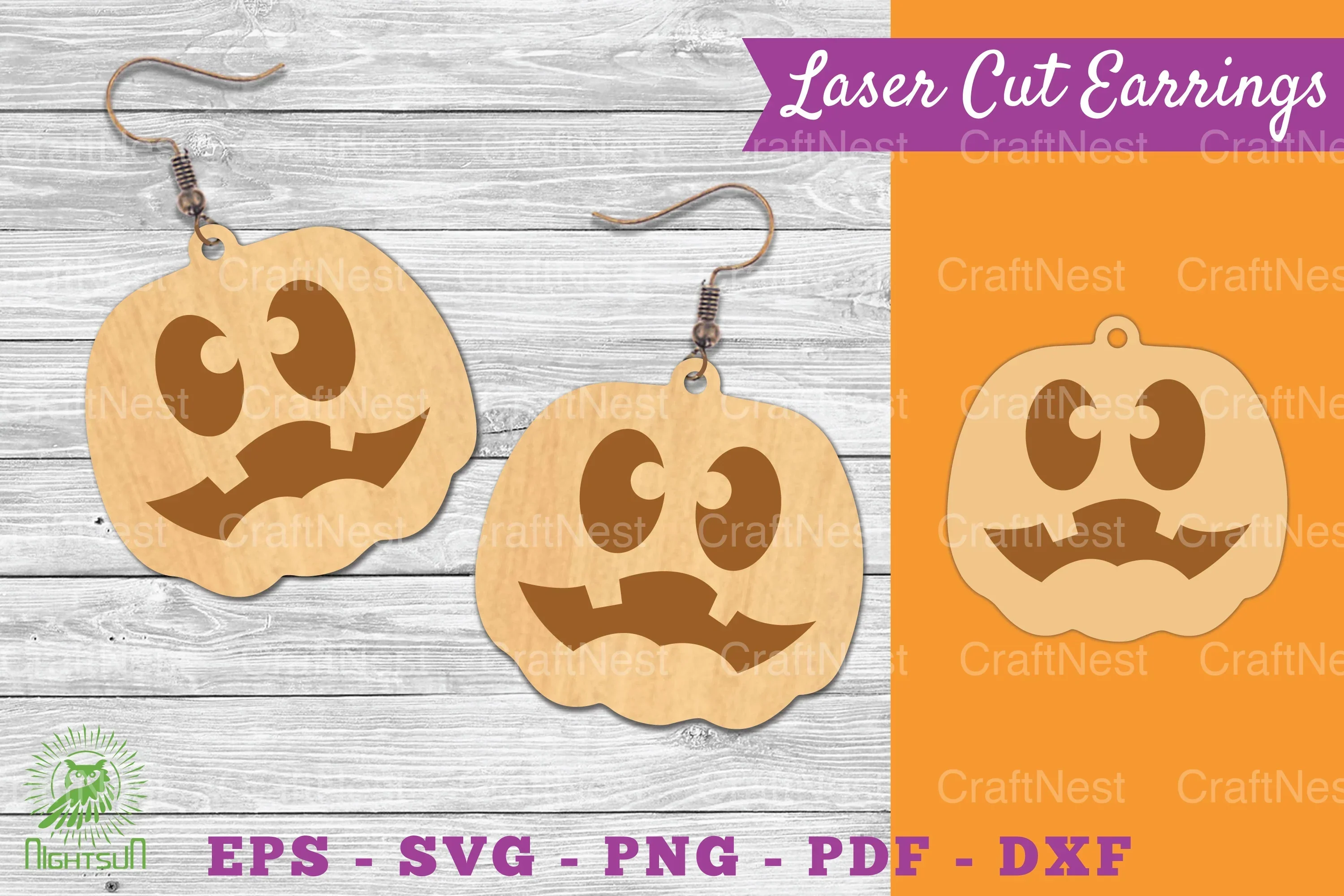 Pumpkin Face Laser Cut Earrings Clipart Bundle