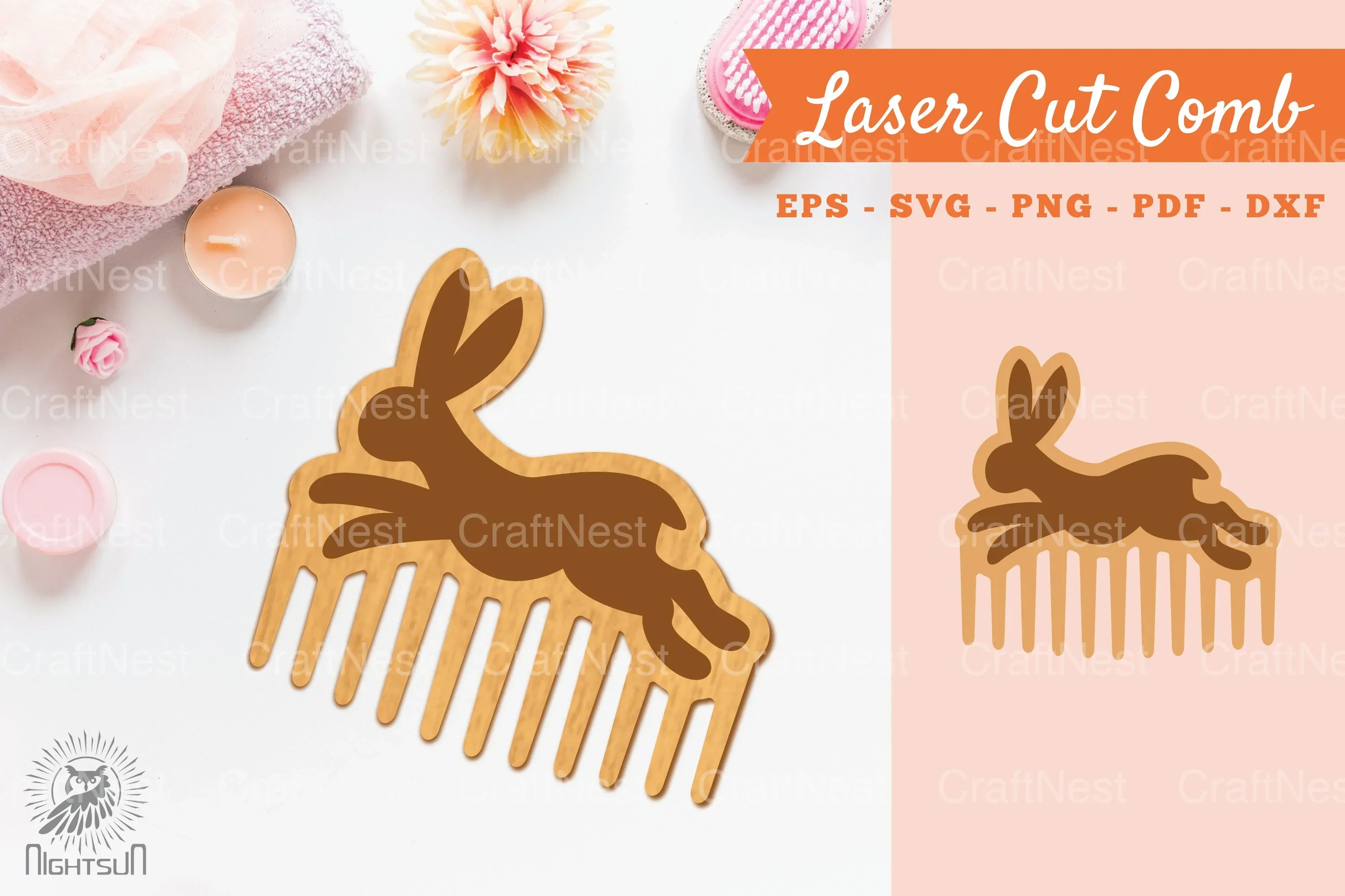 Rabbit Laser Cut Comb Clipart Bundle