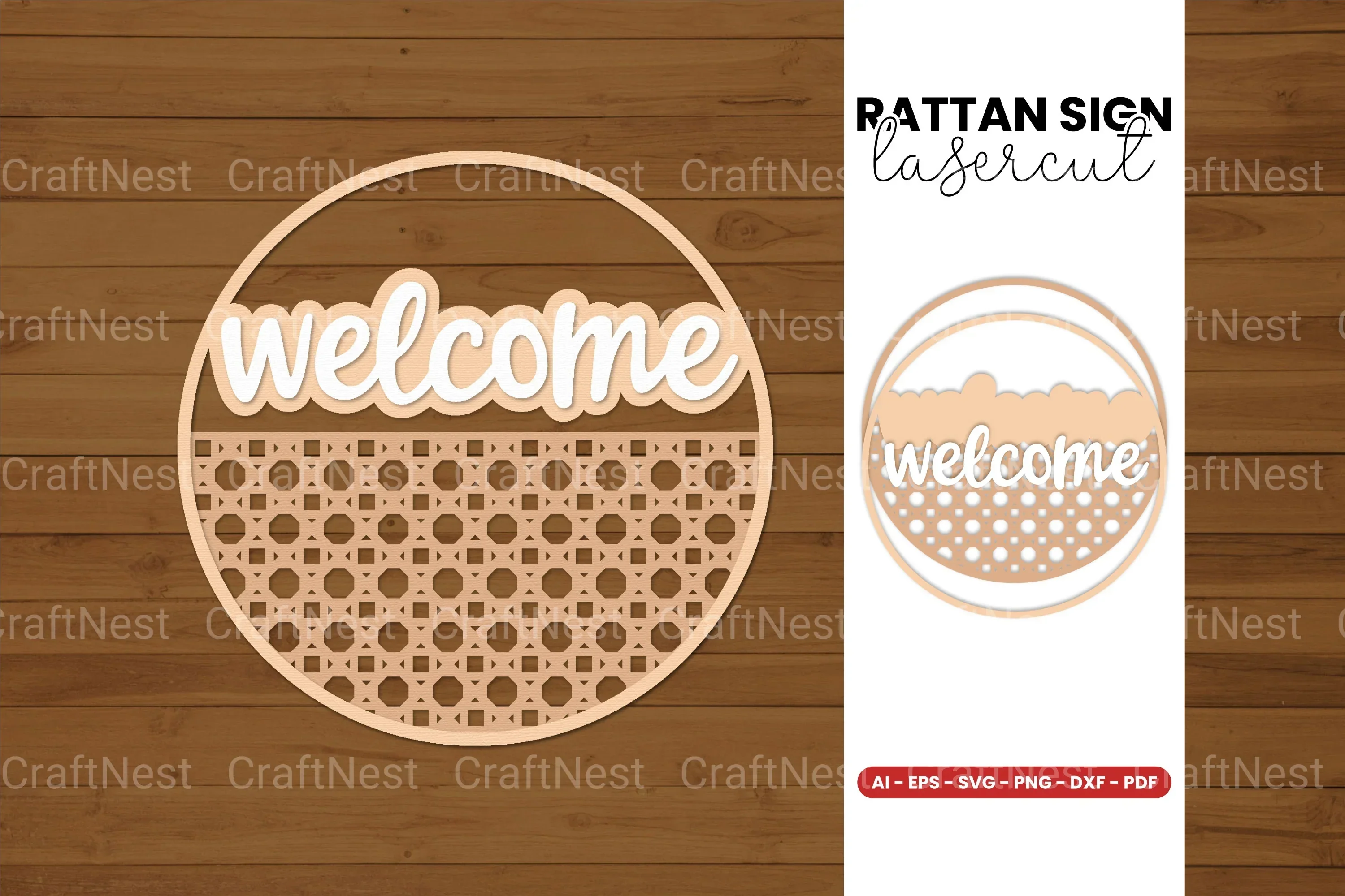 Rattan Sign Lasercut SVG Bundle Clipart