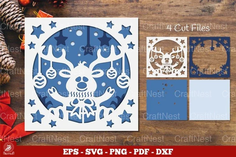 Reindeer Layered Papercut SVG Bundle