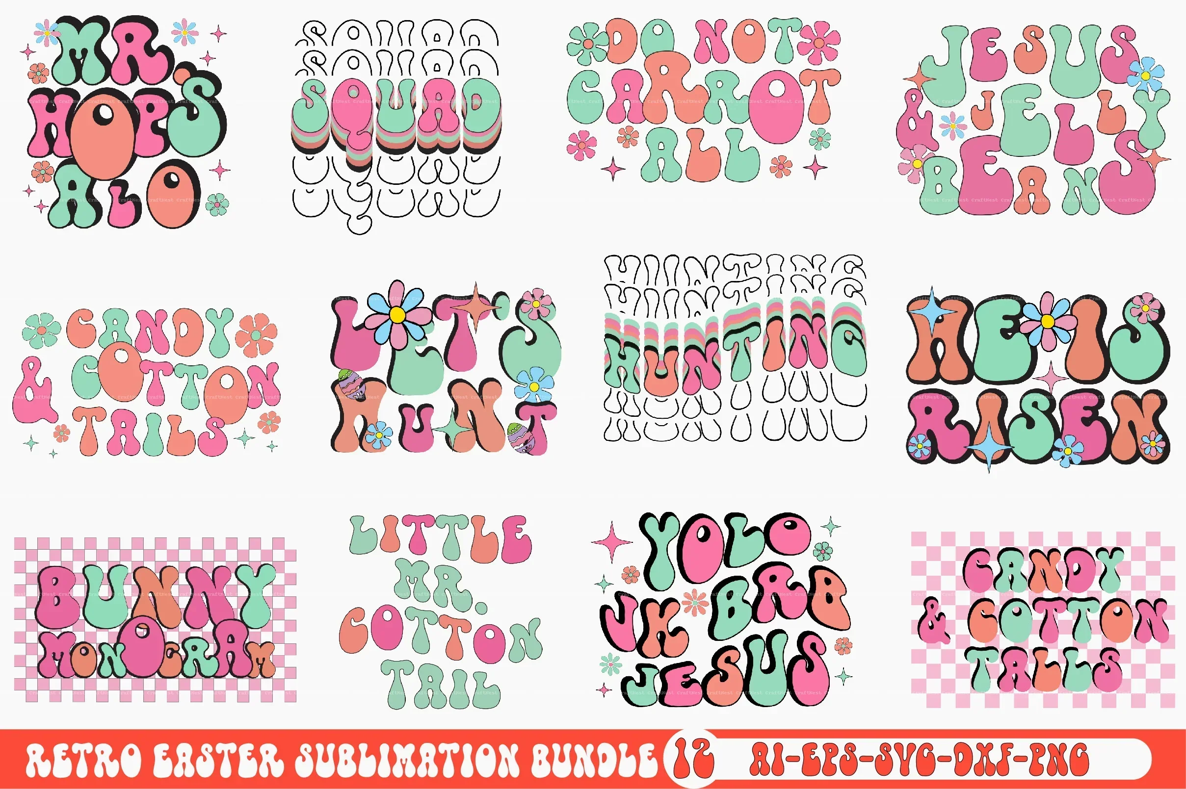 Retro Easter SVG Bundle
