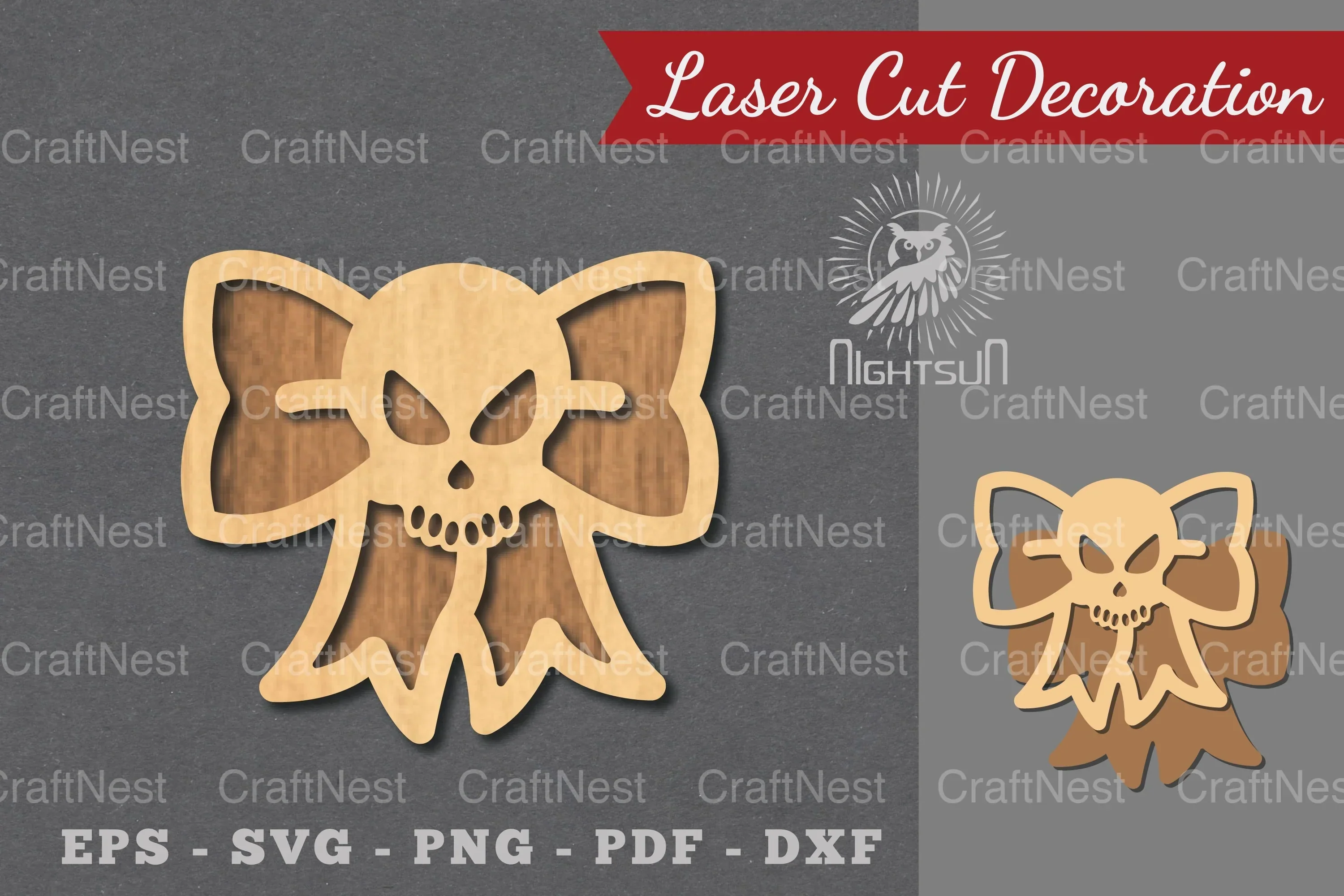 Ribbon Skull Laser Cut Decoration Clipart Bundle