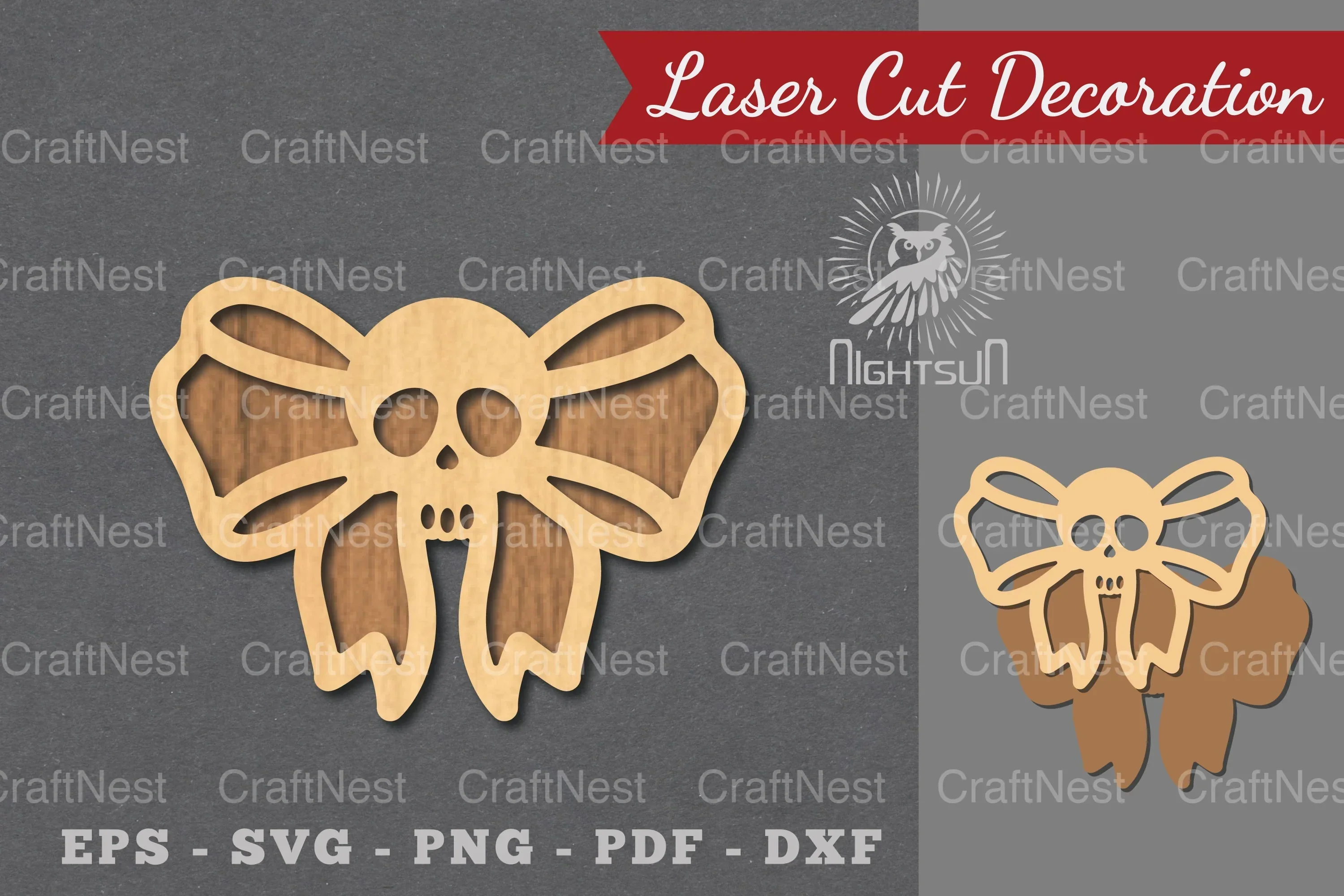 Ribbon Skull Laser Cut Decoration Clipart Bundle